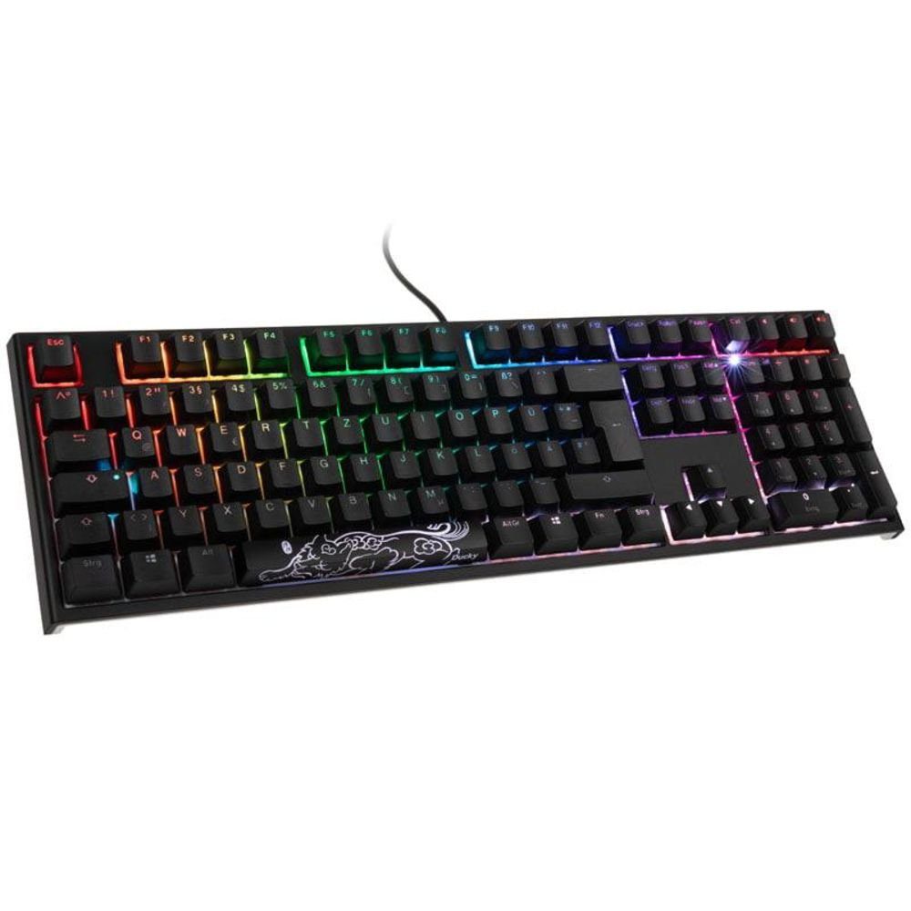Ducky ONE 2 Backlit PBT, MX-Black, RGB Gaming-Tastatur (MX-Black, RGB LED, schwarz, DE-Layout QWERTZ, beleuchtet)
