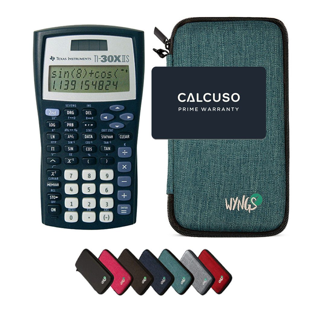 Texas Instruments Taschenrechner TI-30XIIS inkl. WYNGS Schutztasche Türkis