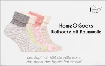 HomeOfSocks Umschlagsocken Melierte Umschlag Wollsocken mit Baumwolle Dicke Socken Hyggelig Warm mit Umschlag und Frottee in Pastellfarben