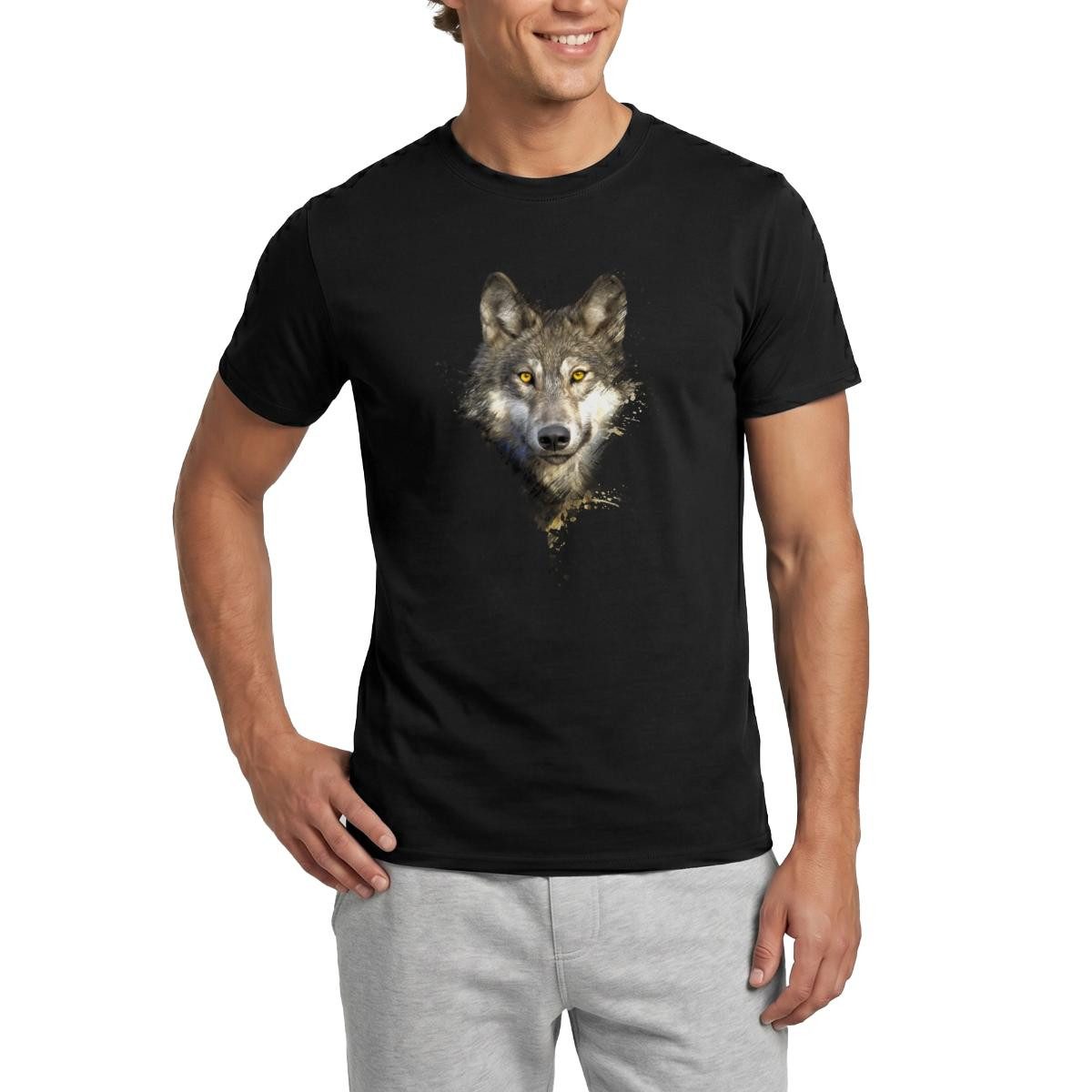 Spreadshirt T-Shirt Wolf Motiv Einsamer Wolf Husky Outdoor Geschenk Männer T-Shirt (1-tlg)