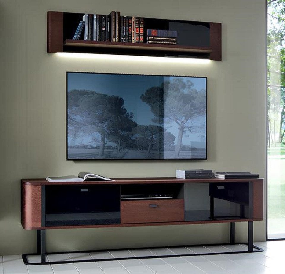 Wohnwand Modern Set TV-Lowboard Komplett Wandregal Einrichtung Wohnzimmer