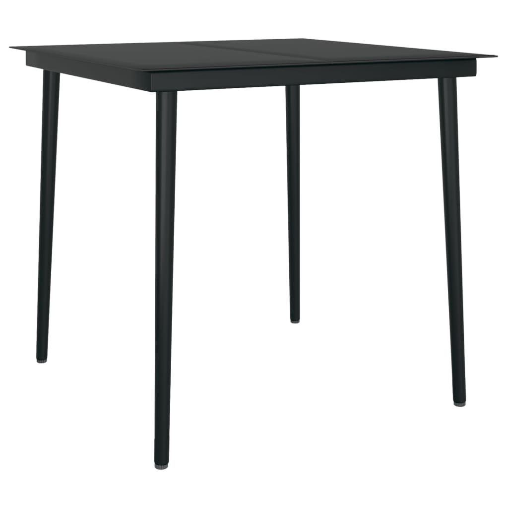 furnicato Esstisch Garten-Schwarz 80x80x74 cm Stahl und Glas (1-St)