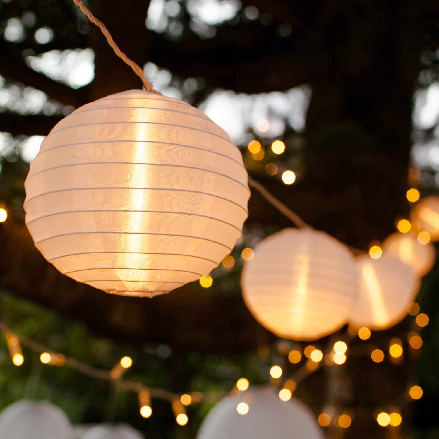Lights4fun LED-Lichterkette 10er LED Lampion Lichterkette warmweiß