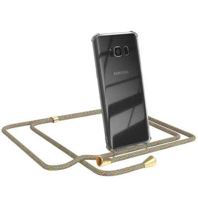 EAZY CASE Handykette Hülle mit Kette für Samsung Galaxy S8 5,8 Zoll, Ketten Hülle Schultergurt Schutz Hülle Tasche mit Band Bunt Clip Gold