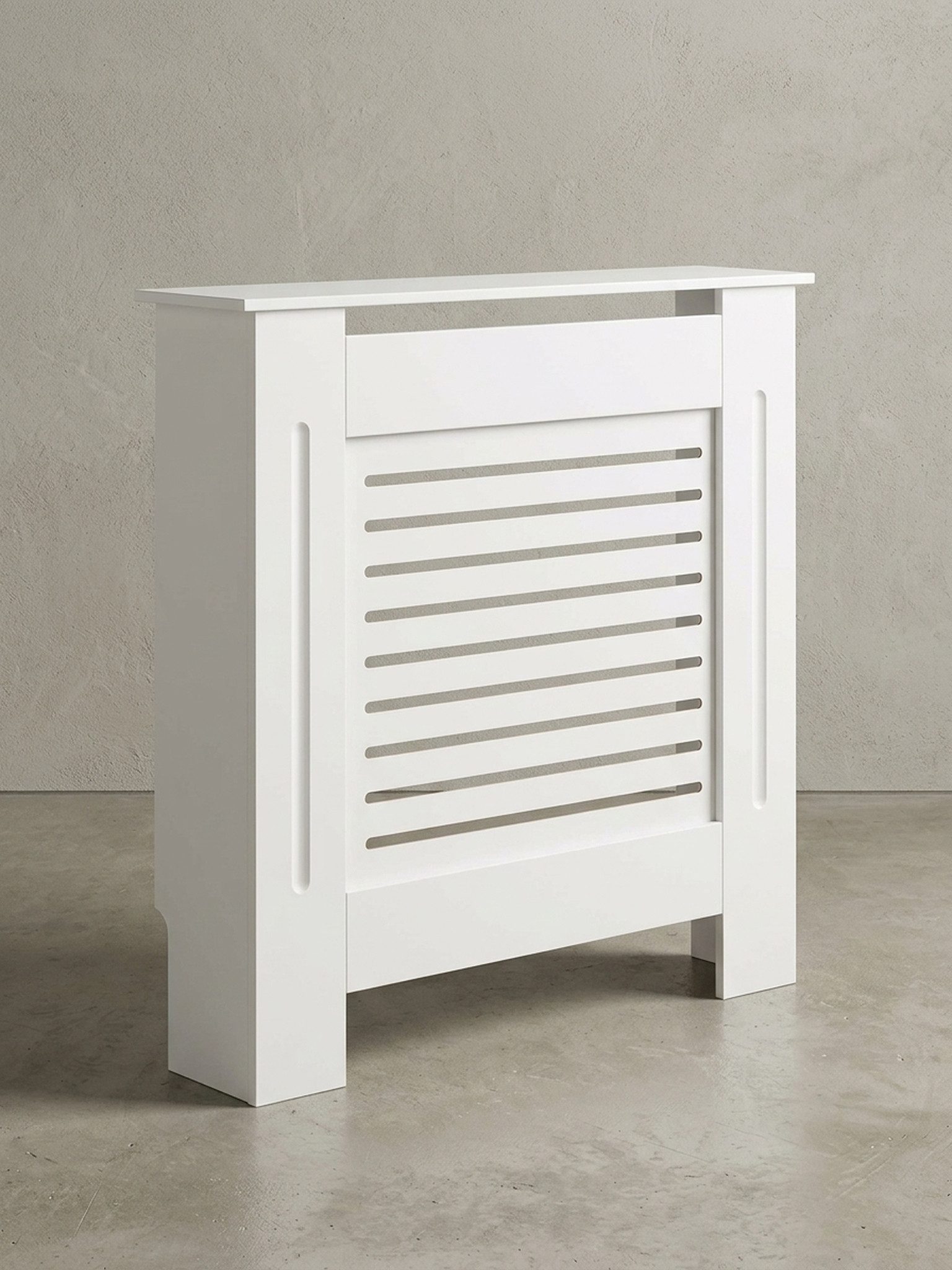 KADIMA DESIGN Heizungsverkleidung Heizkörperverkleidung: Robustes MDF mit Lamellenoptik, Weiß, MDF