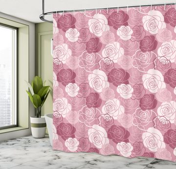 Abakuhaus Duschvorhang Moderner Digitaldruck mit 12 Haken auf Stoff Wasser Resistent Breite 175 cm, Höhe 180 cm, Rose Blumen Romantisches Petal-Motiv
