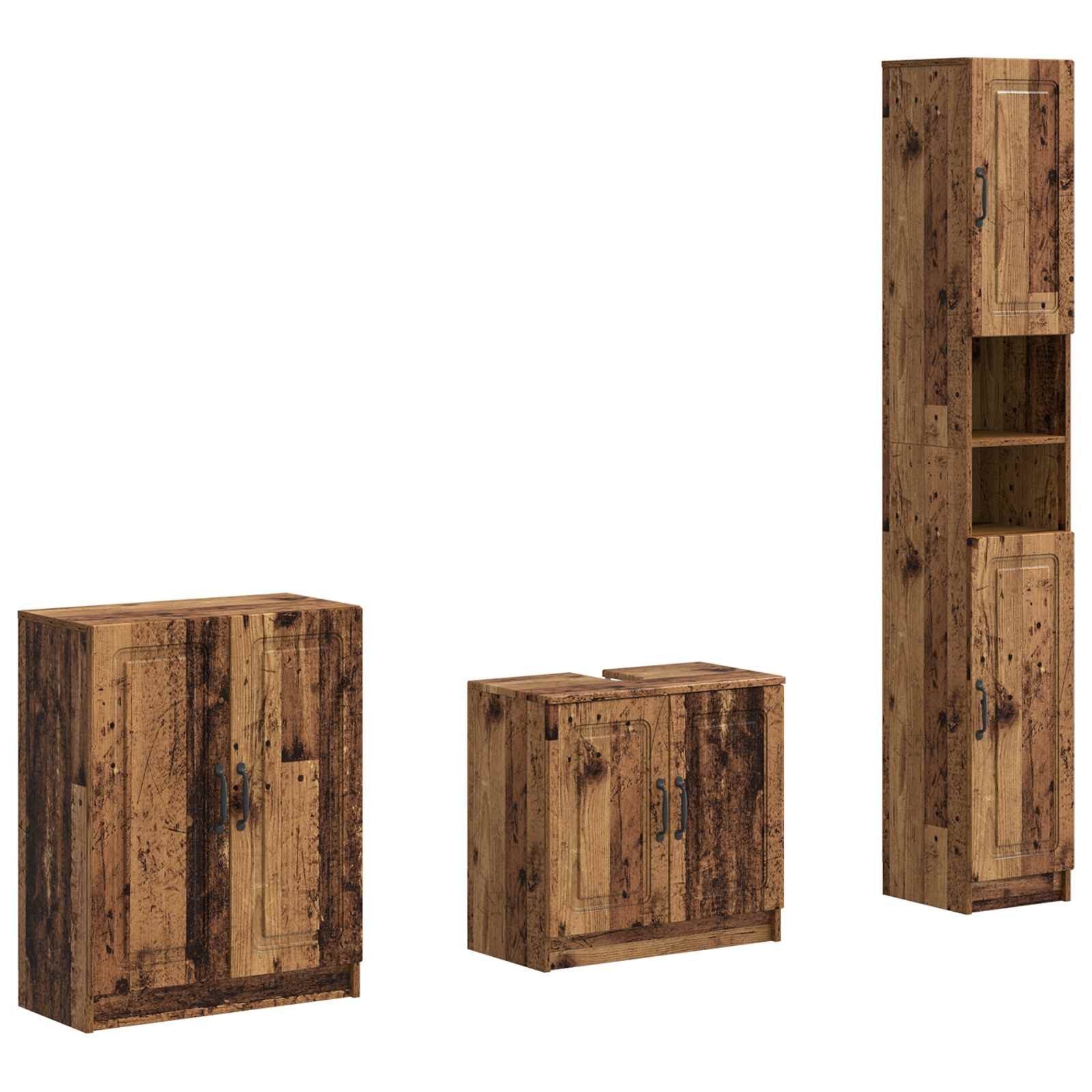 vidaXL Gartenlounge-Set 3-teiliges Badezimmer-Schranksystem UTRECHT Altholz