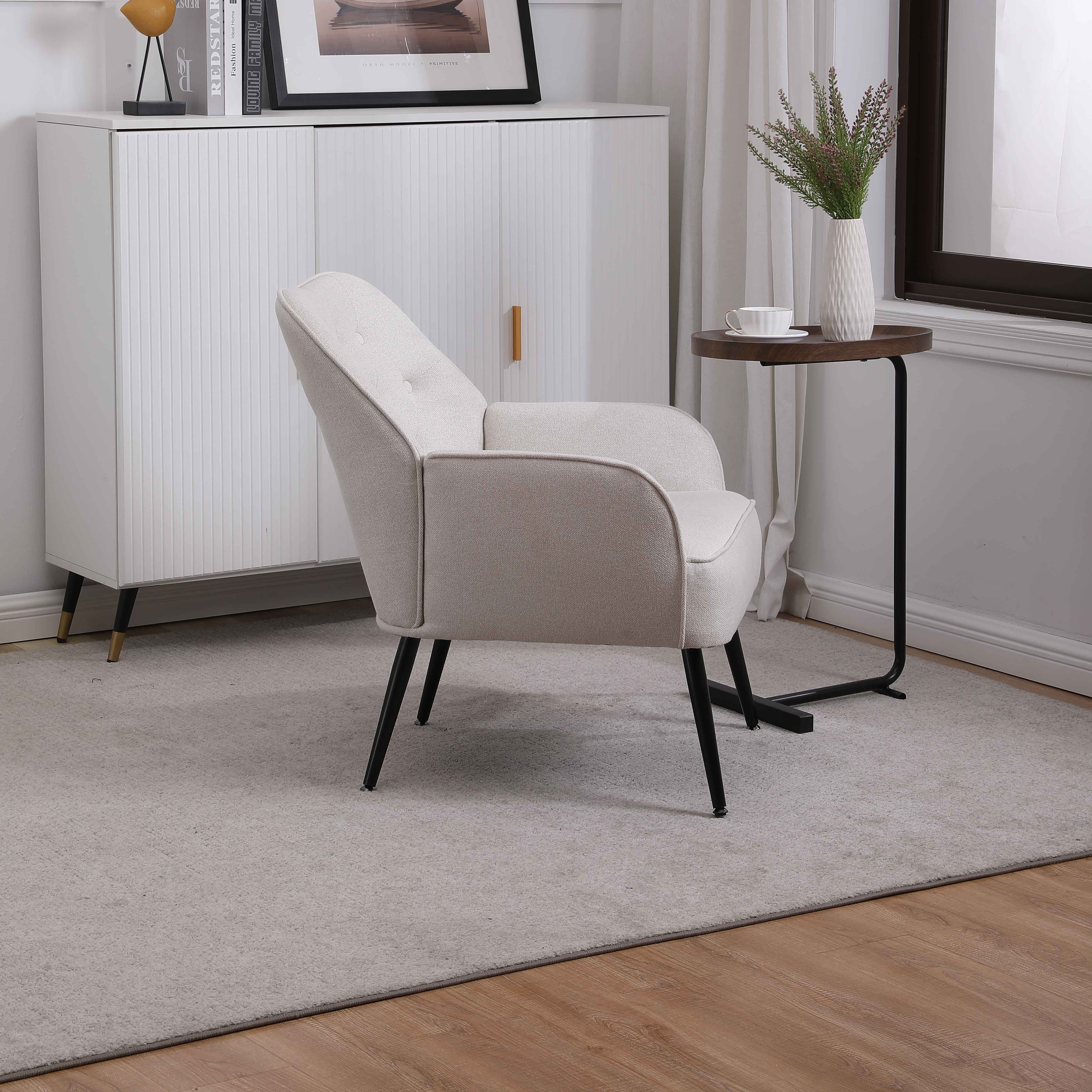 REDOM Loungesessel Relaxsessel Einzelsessel, Stuhl), Fernsehsessel Einzelsofa Stuhl weiß Polstersessel, (Büro Kaffee Gepolsterte Metallbeinen Freizeit mit