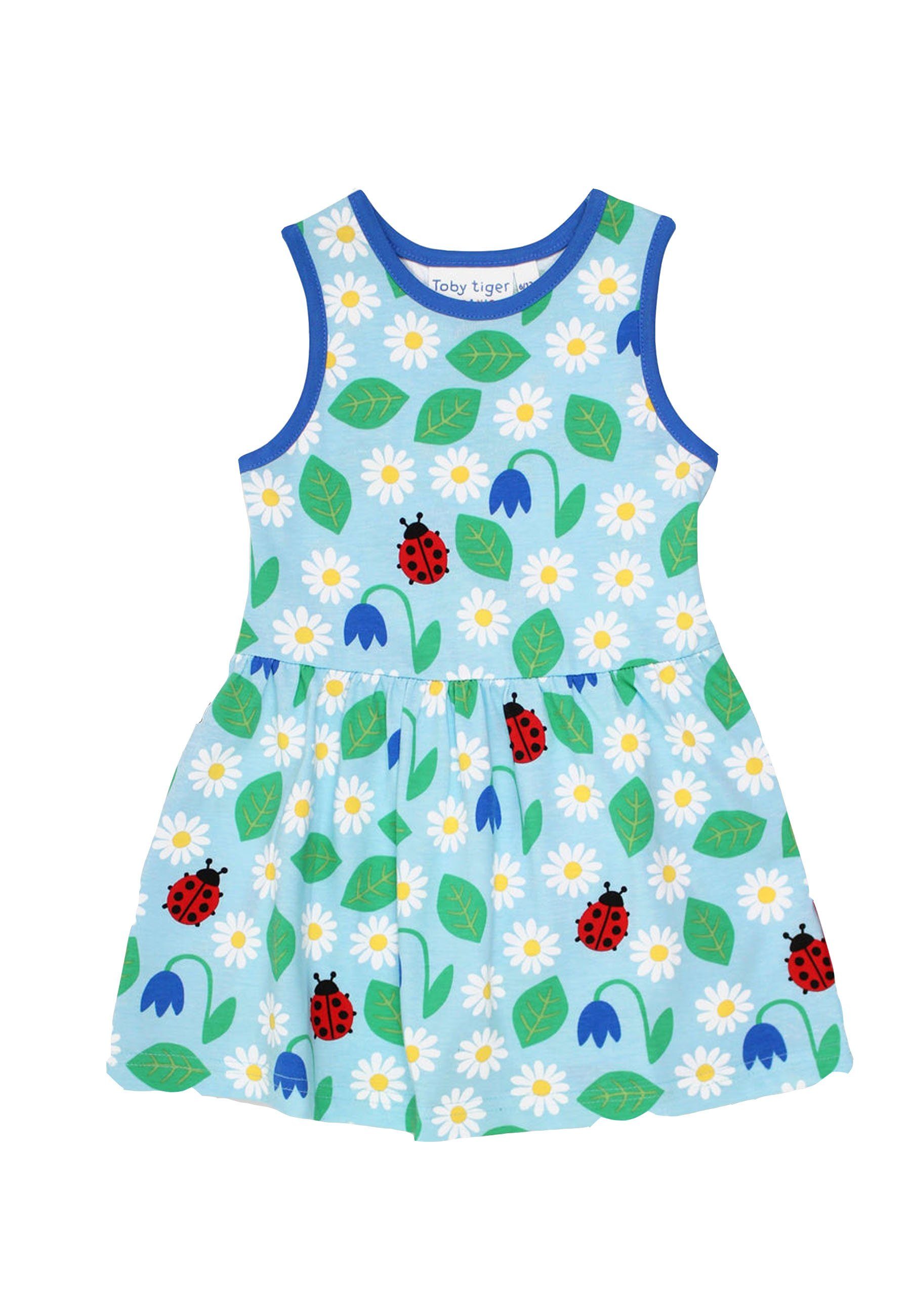 Shirtkleid Trägerkleid mit Marienkäfer und Blumen Print