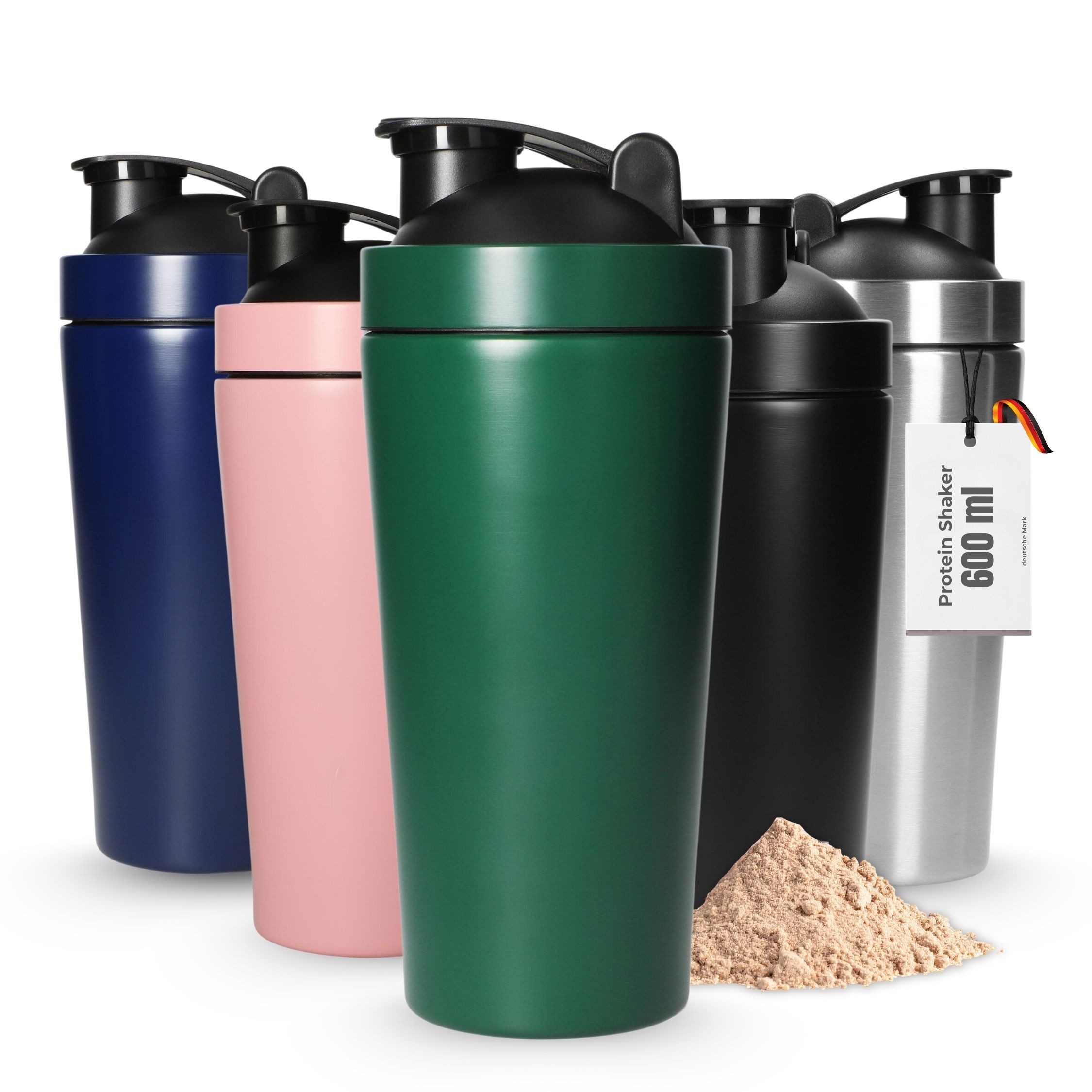 elasto Protein Shaker Protein Shaker Edelstahl 600 ml - auslaufsicherer Shaker mit Sieb, auslaufsicher, doppelwandig, eiweiss shaker, Gym, bruchfest