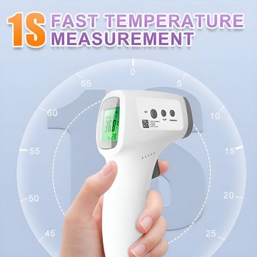 HIYORI Infrarot-Fieberthermometer Digitales Infrarot-Thermometer Schnellmessung Dreifarben-Alarmfunktion, Speicher für 32 Messwerte, Ideal für Körper- und Objektmessung