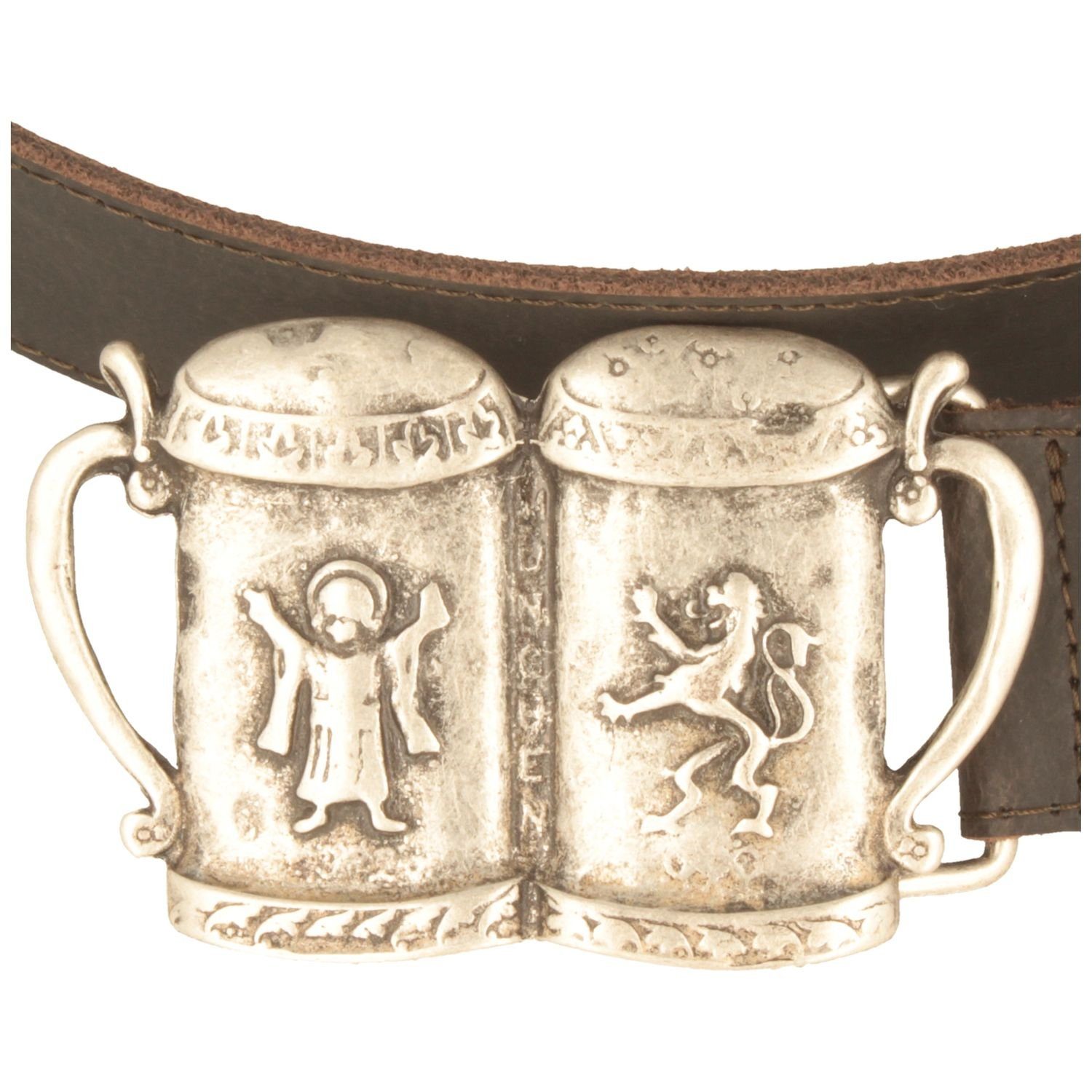 Breiter Ledergürtel Trachten mit Bierkrug-Motivschließe günstig online kaufen