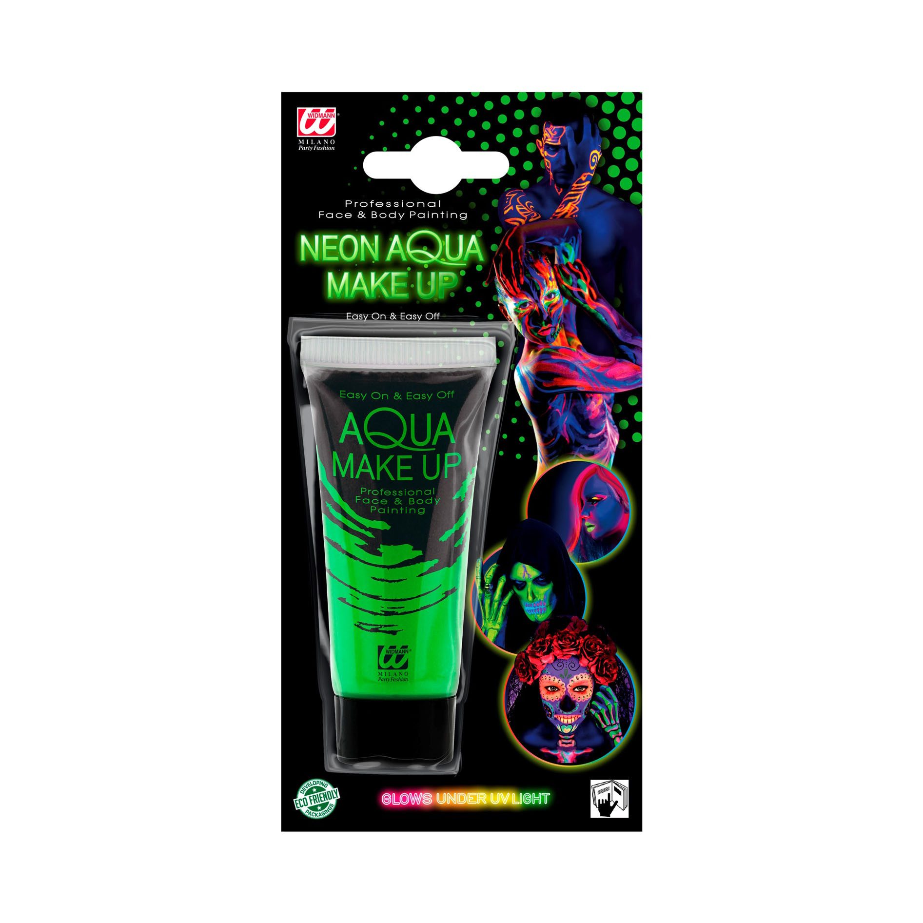 Theaterschminke Aqua Make-up - Tube 30 ml, Neon Grün