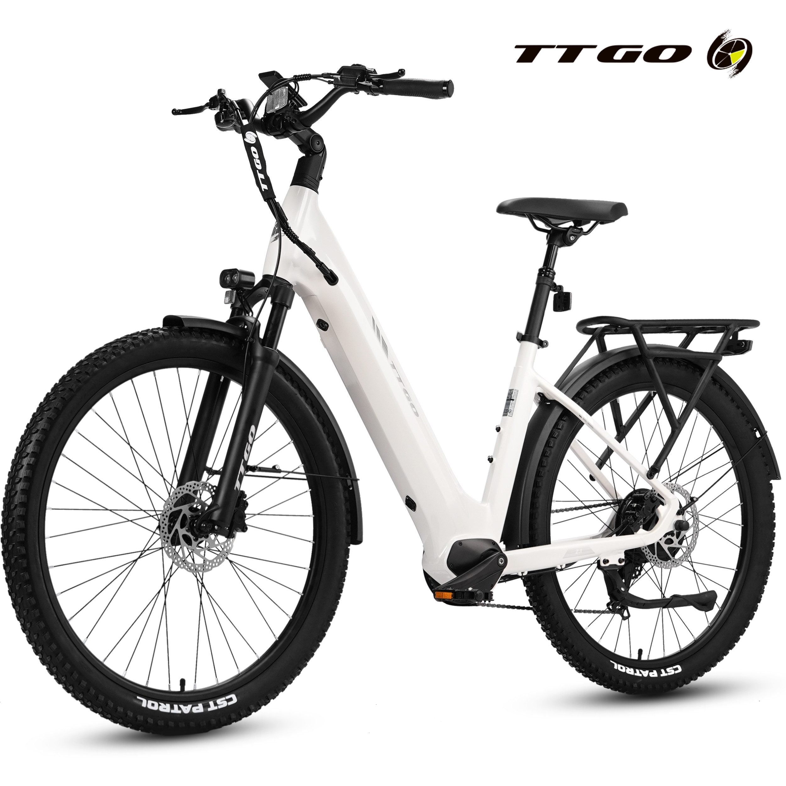 TTGO E-Bike Cityrad 28 Zoll, 70Nm, Drehmomentsensor, max. 120km, Federsattelstütze, 7 Gang SHIMANO, Kettenschaltung, Heckmotor, 720 Wh, 5 Stufen, Farbdisplay, Elektrofahrrad für Damen und Herren, Pedelec