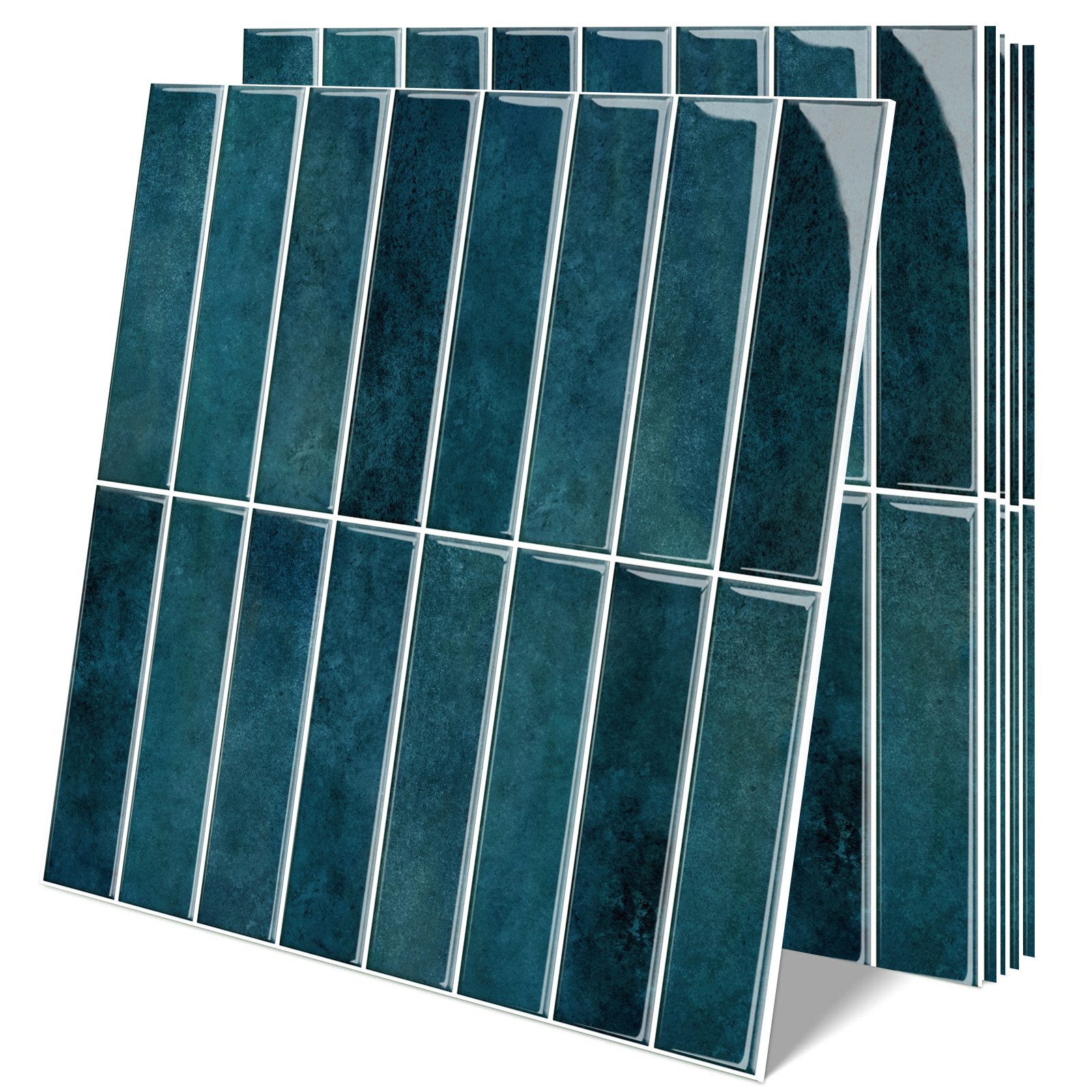 Bundviel 3D Wandpaneel 10stk. Selbstklebend 3D Fliesenaufkleber Küchenrückwand Wasserdicht, BxL: 30,5x30,5 cm, 0,9 qm, für Küche Bad