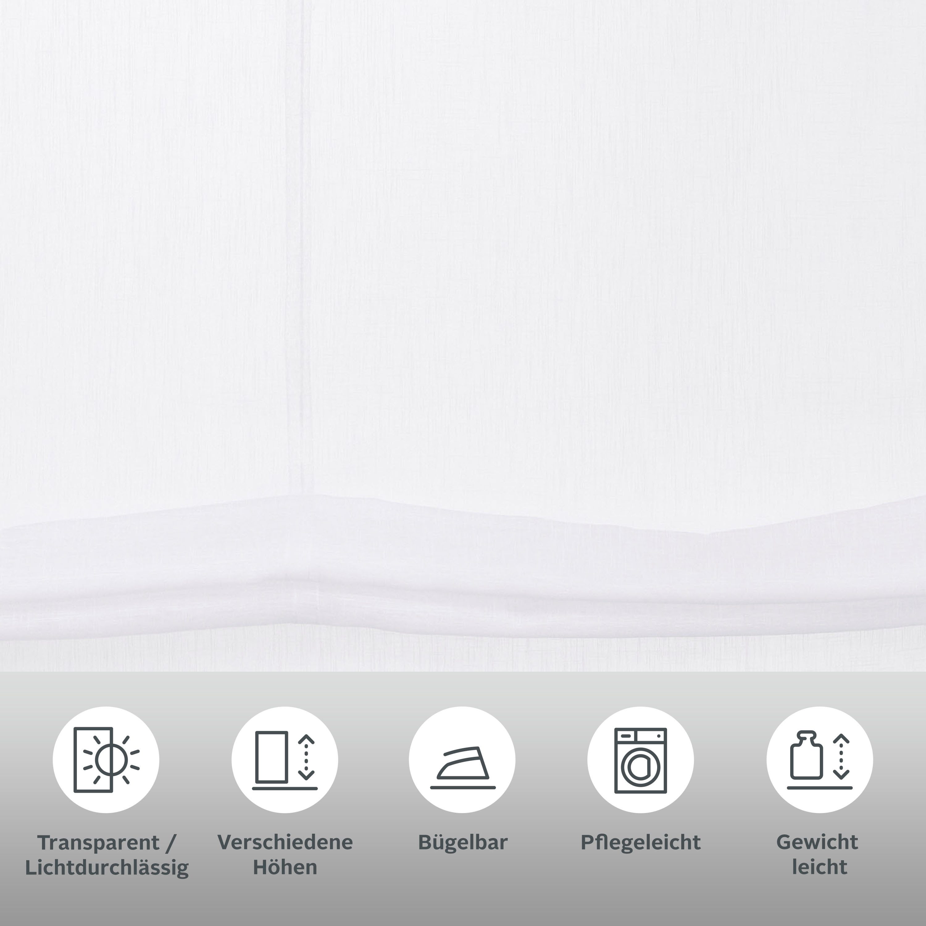 my home Raffrollo Regina, mit Schlaufen, Transparent, Voile, Polyester, einfarbig, uni