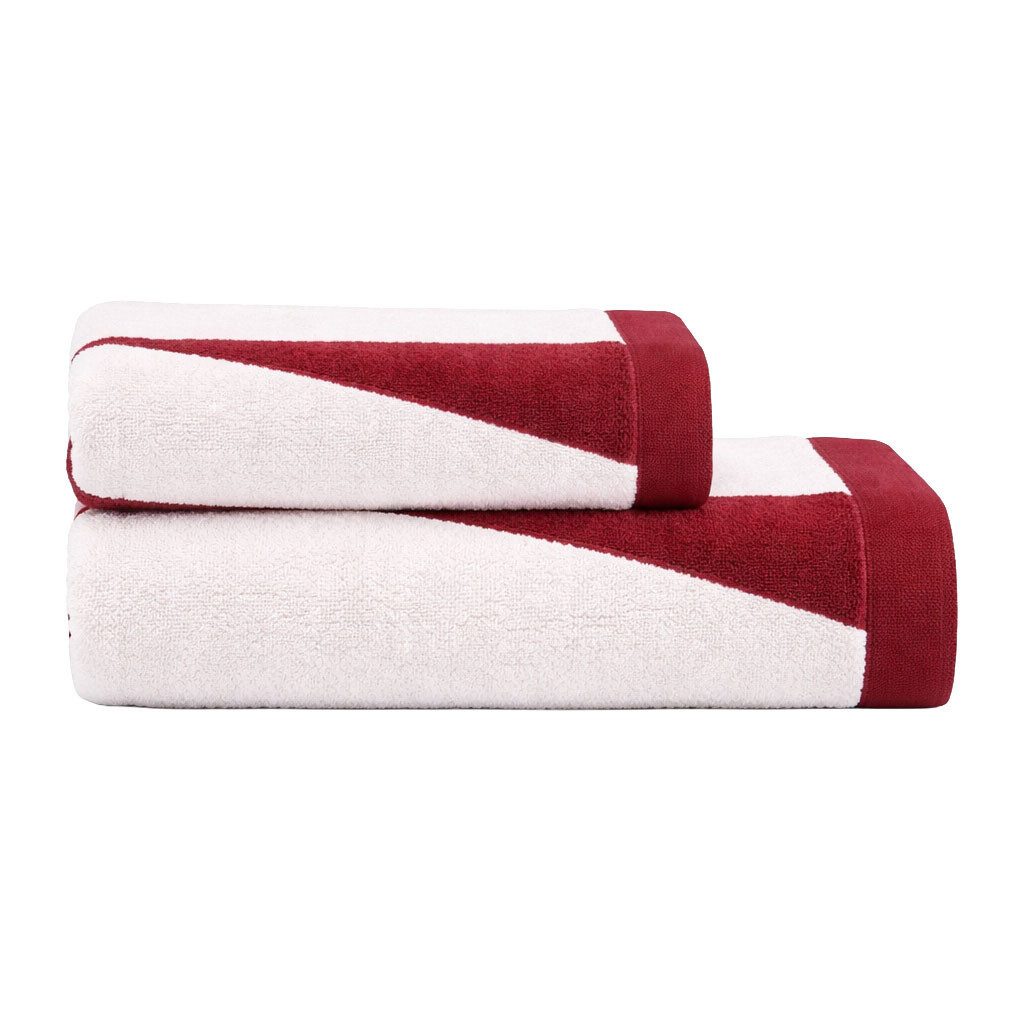 Zwoltex Sporthandtuch Run Fitnesshandtuch Set 2tlg Bordeaux Weiß antibakteriell Baumwolle, (Sport Handtuch Set 2tlg für Training weich saugstark Baumwolle), Ägyptische Baumwolle, 2tlg Set, antibakteriell, weich, Training.