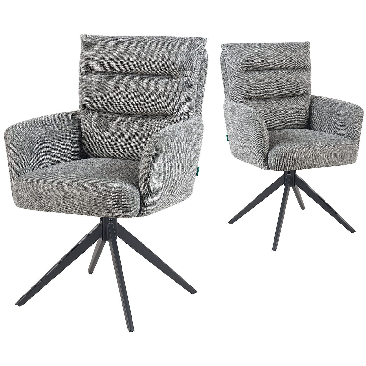 DUBI Möbel Drehstuhl Mika-Alva 2er-Set, Federkern, pulverbeschichtet, 360° drehbar im 2er-Set