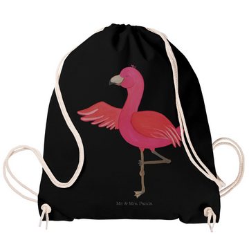 Mr. & Mrs. Panda Sporttasche Flamingo Yoga - Schwarz - Geschenk, Sporttasche, Beutel, Yogapose, St (1-tlg), Umweltfreundlich