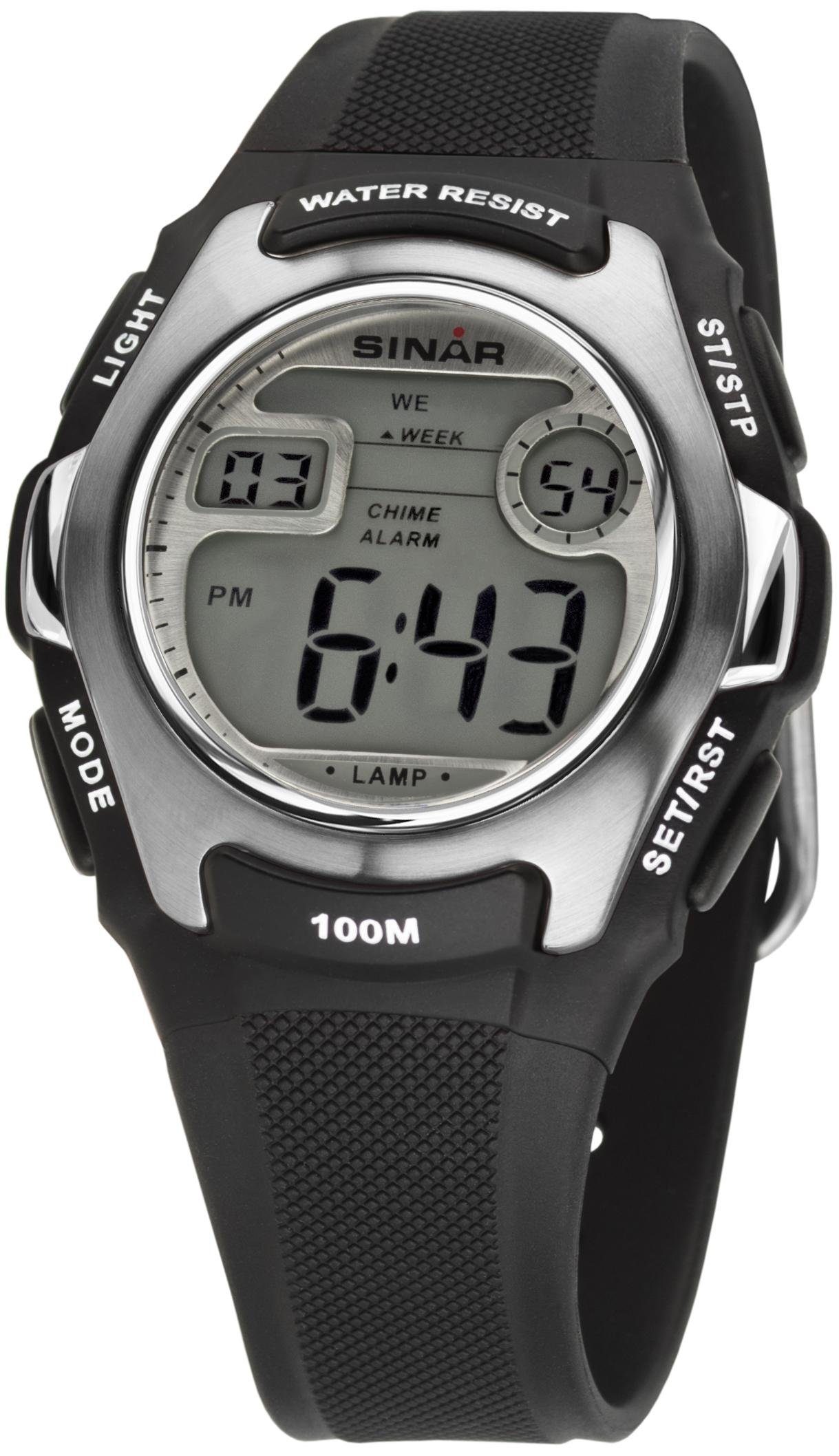 SINAR Chronograph XE-50-1, Armbanduhr,Quarzuhr, Digitaluhr,Herrenuhr, Damenuhr,bis 10bar wasserd.
