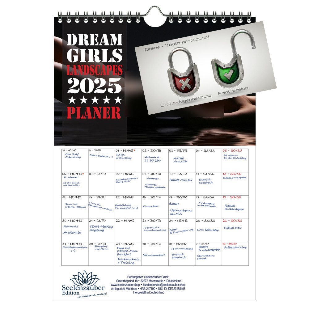 Seelenzauber Wandkalender Sexy Dreamgirls Landscapes Wand Planer