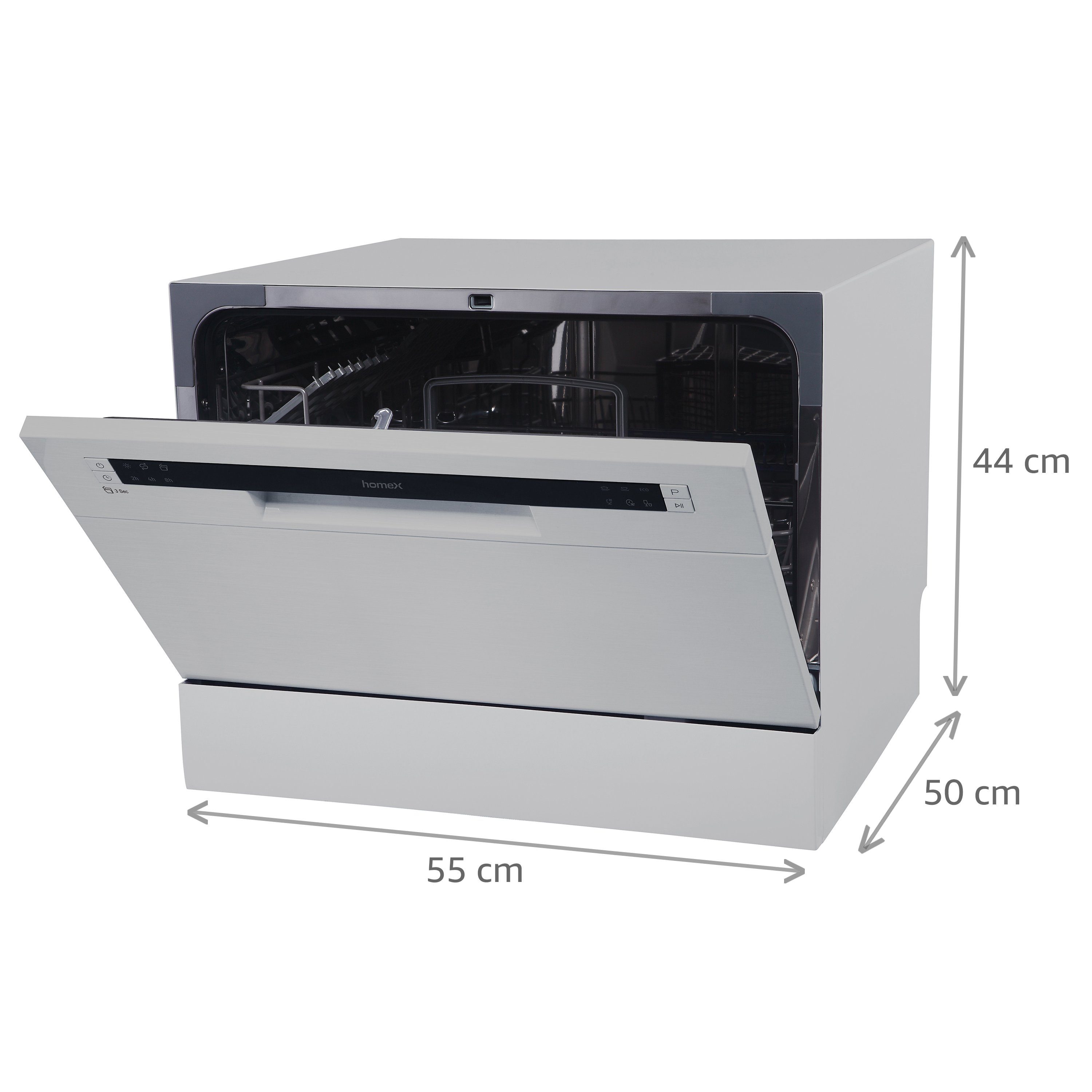 homeX Tischgeschirrspüler GST6AE-S, 6 Maßgedecke, Mini Spülmaschine für kleine Küchen, Geschirrspüler klein, 6 Programme