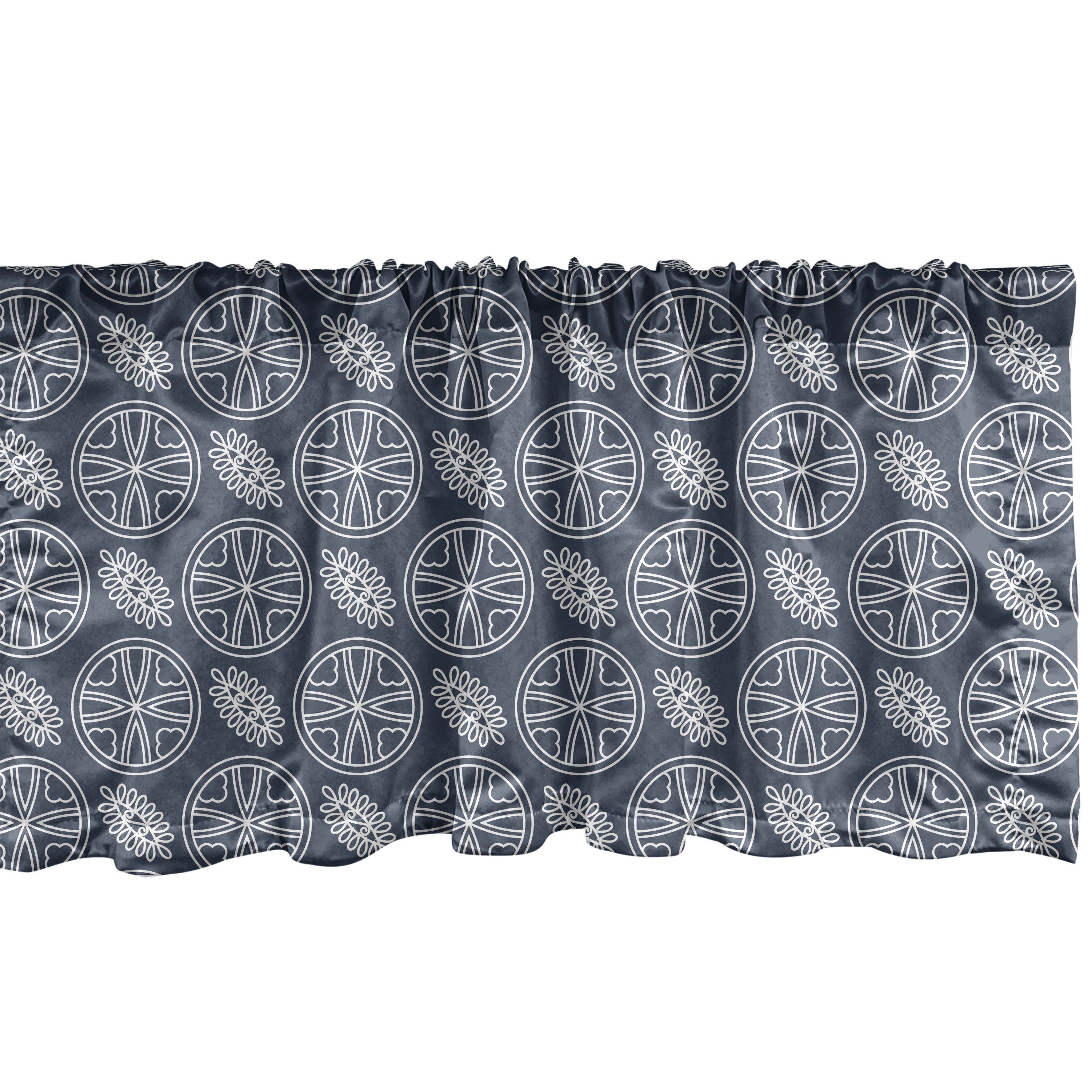 Scheibengardine Vorhang Volant für Küche Schlafzimmer Dekor mit Stangentasche, Abakuhaus, Microfaser, Blumen Japanische Verziert Abstrakt