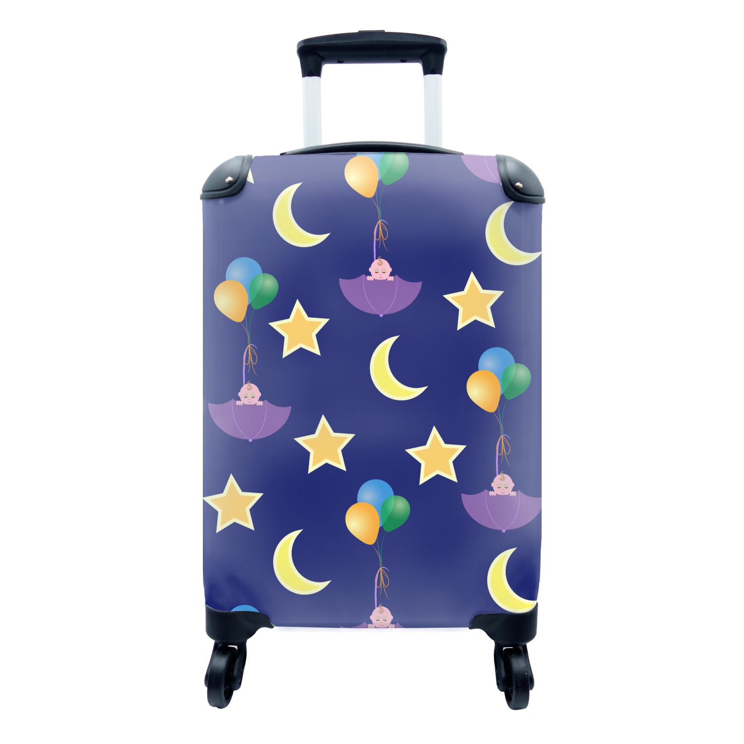 MuchoWow Reisetasche Trolley, - rollen, Geburt, Regenschirm Sterne Handgepäck - 4 Muster Rollen, mit Reisekoffer Handgepäckkoffer für - Ferien,