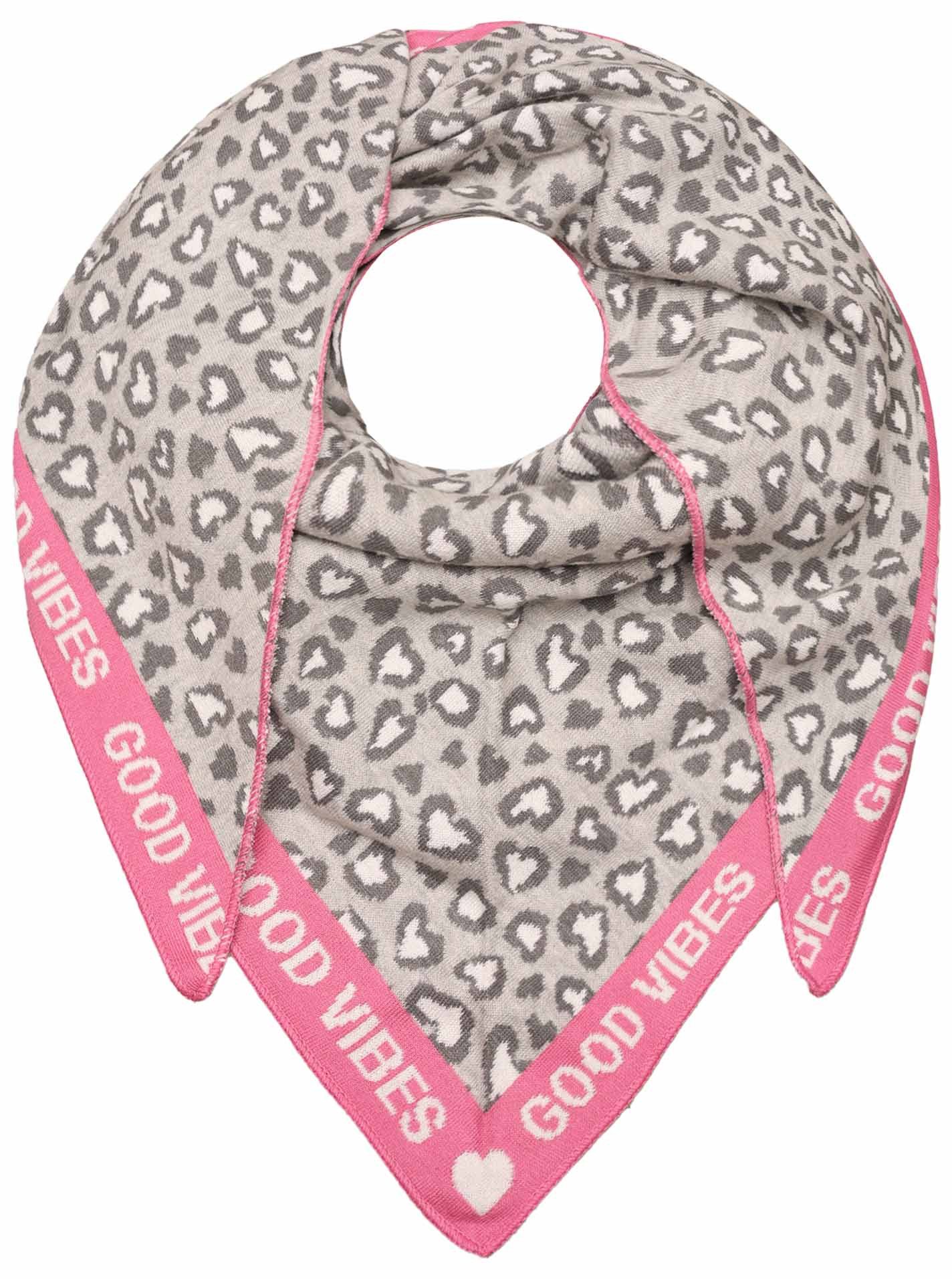 Zwillingsherz Modetuch Dreieckstuch BW "Leo & Good, Leo mit pinker Kante und guten Vibes – Bild 2 von 4