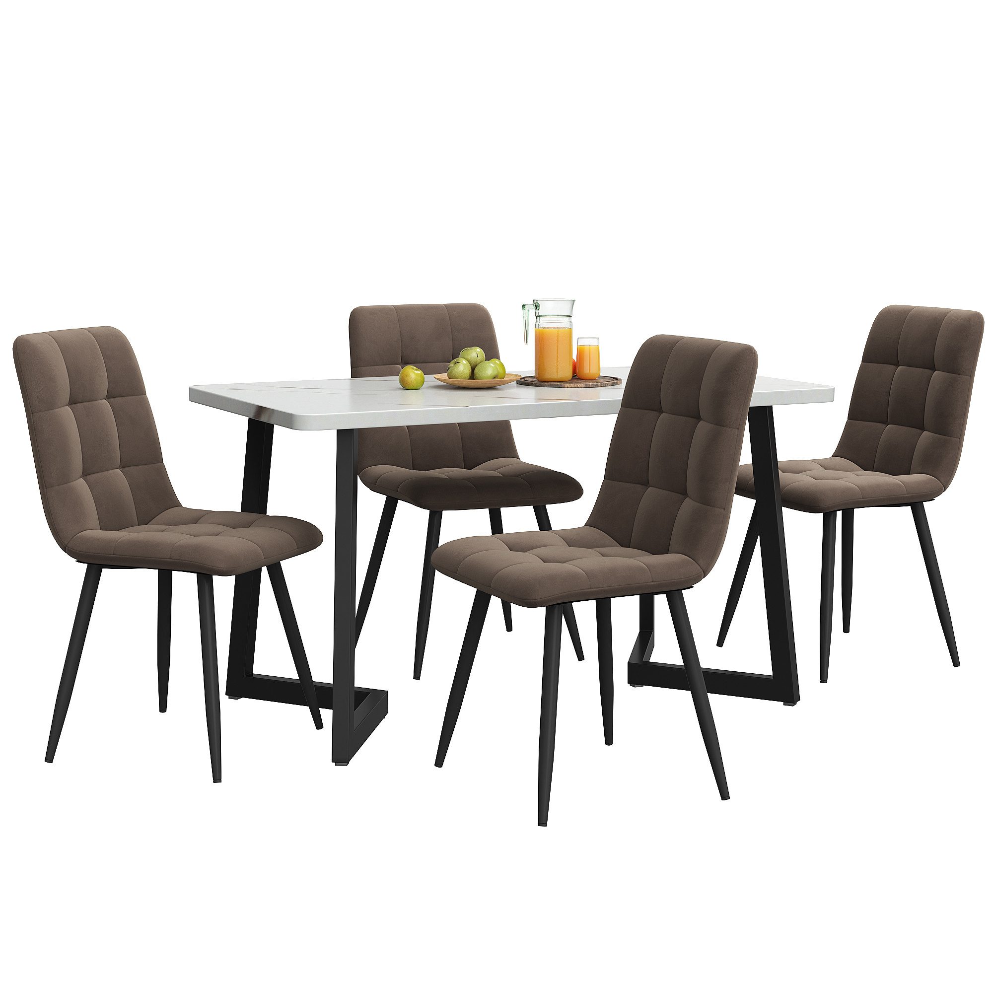 MODFU Essgruppe Polsterstühle Küchetisch Marmoroptik, (5-tlg), günstig online kaufen