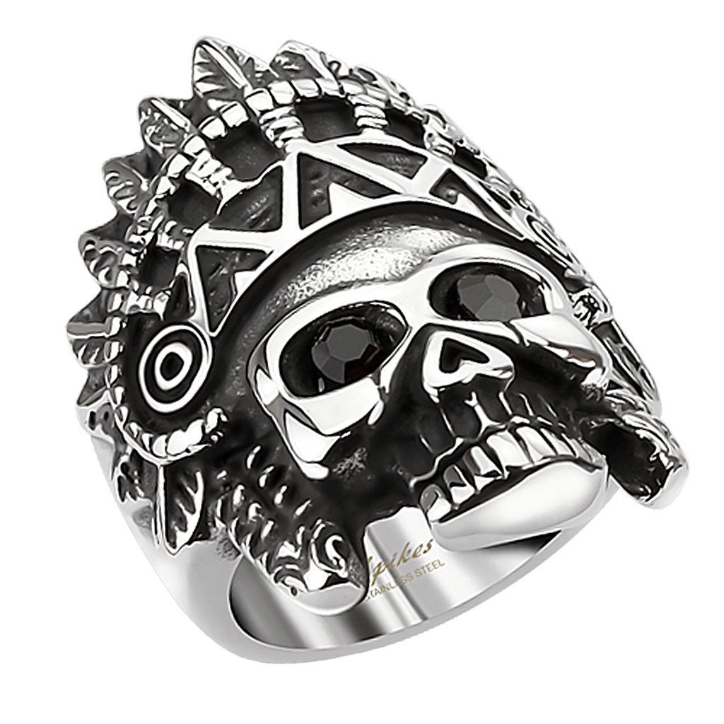 Fingerring Herren Biker Ring Apache Totenkopf schwarze