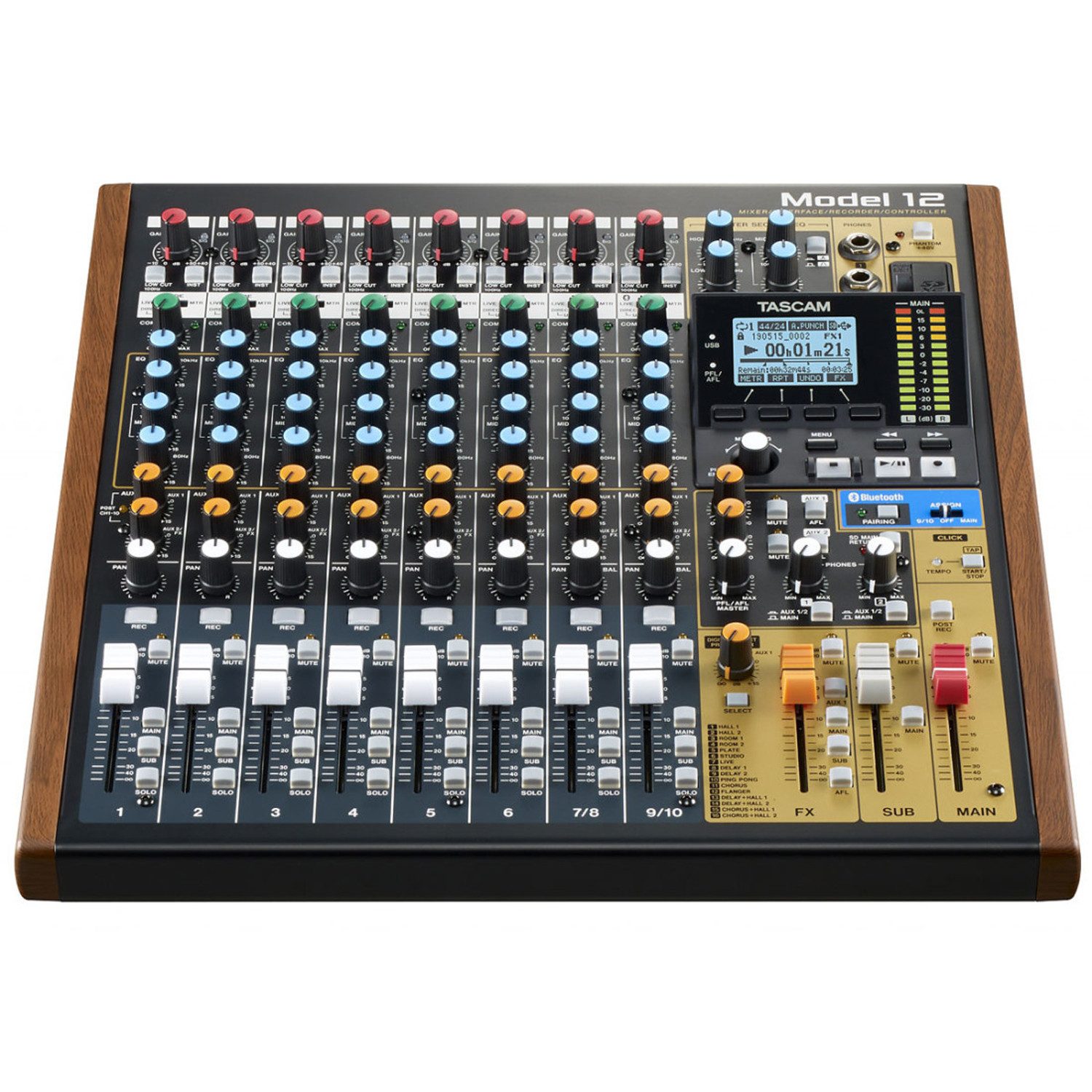 Tascam Mischpult Tascam Model 12 Mischpult mit Speicherkarte 32 GB, (vielseitig, Set mit Speicherkarte 32 GB), 12-Spur-Audiorecorder