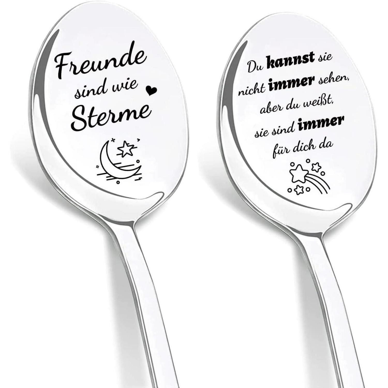 LuxusKollektion Kaffeelöffel Kaffeelöffel 2er Gravur Freunde Sterne Liebe Freunde Style A