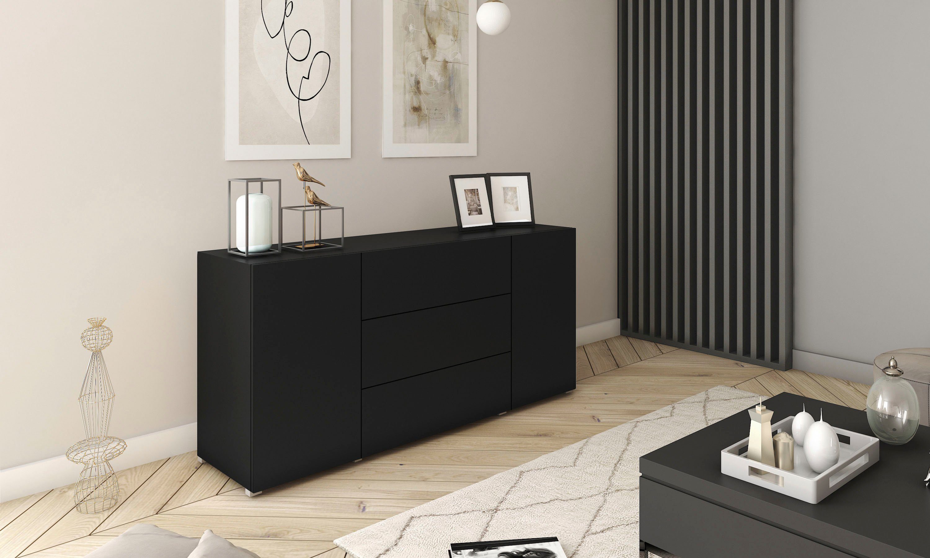 INOSIGN Sideboard BERLIN, Moderne grifflose Kommode Breite 150 cm, 4 Schubk günstig online kaufen