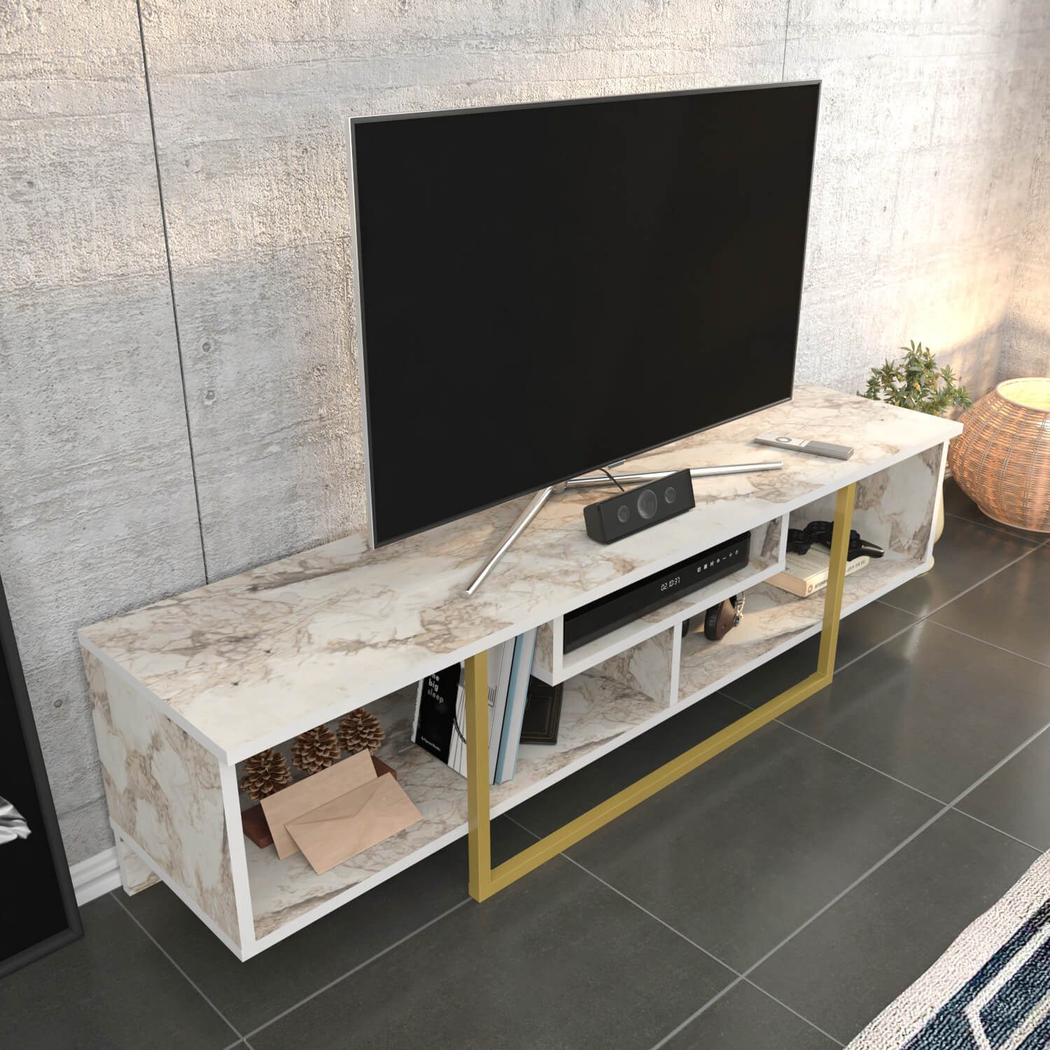Decorotika Lowboard TV Lowboard Asal für TVs bis zu 65"