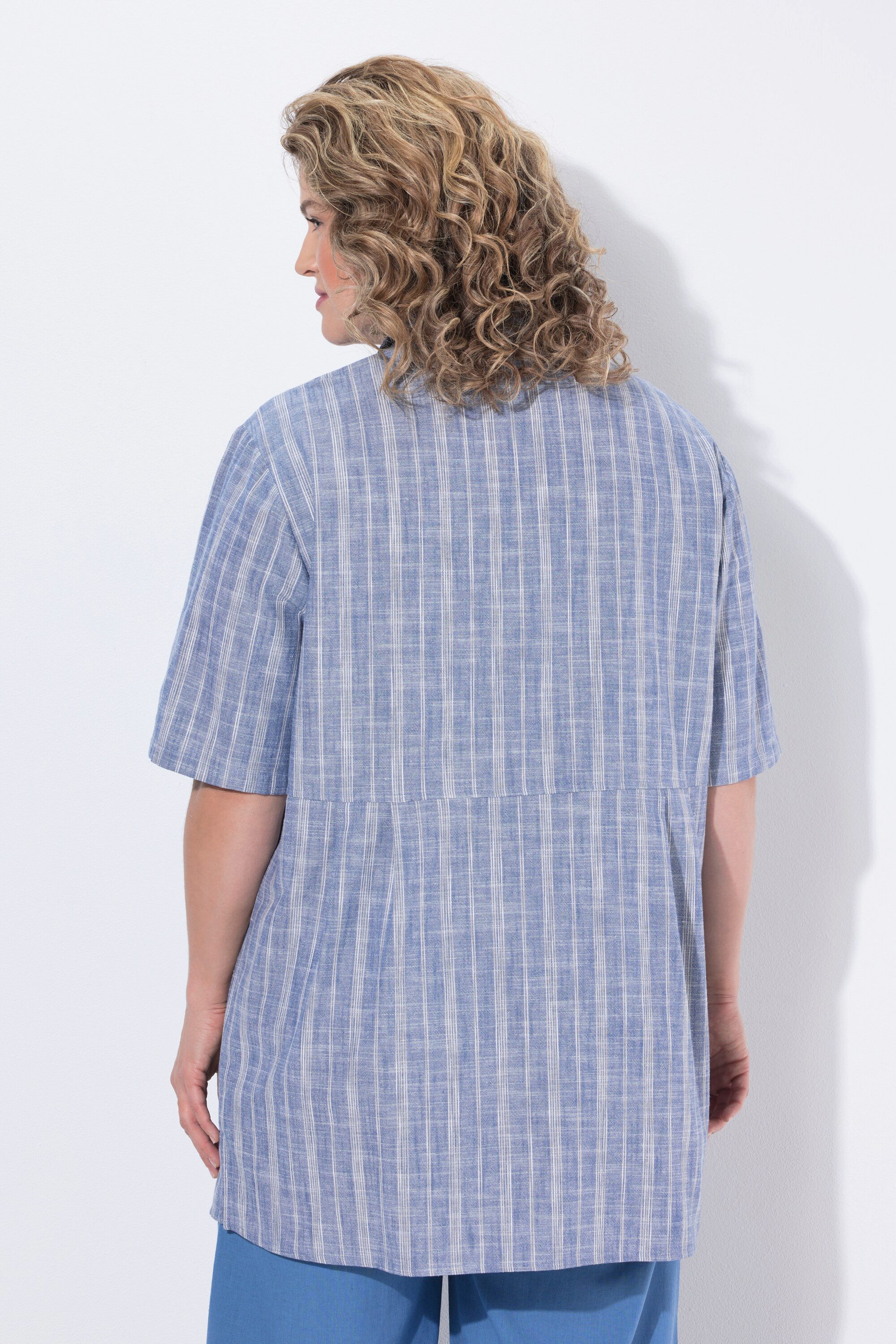 Ulla Popken Tunika Blusen-Tunika Streifen Egg-Shape Hemdkragen