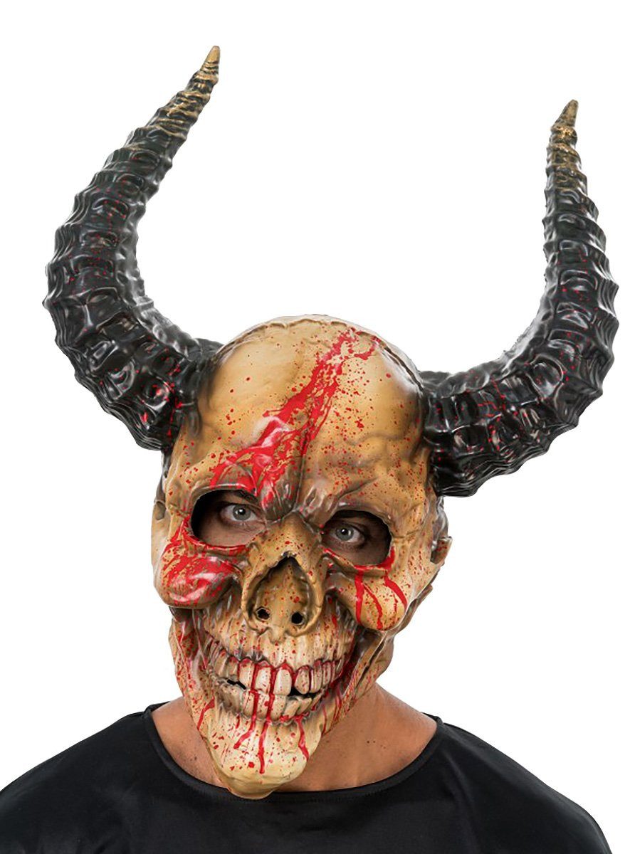 CHAKS Verkleidungsmaske Splatter Dämon Maske, Dem Grinsen nach zu urteilen, hat dieser gehörnte Schädel Freude an