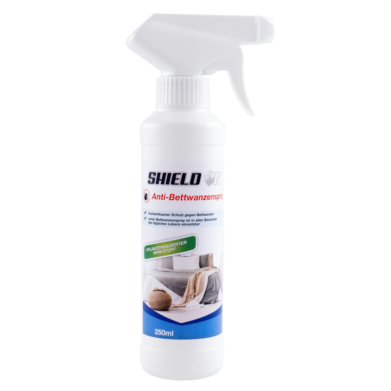 Shield On Insektenspray Anti-Bettwanzenspray 250 ml, hochwirksamer Schutz gegen Be..., 250 ml