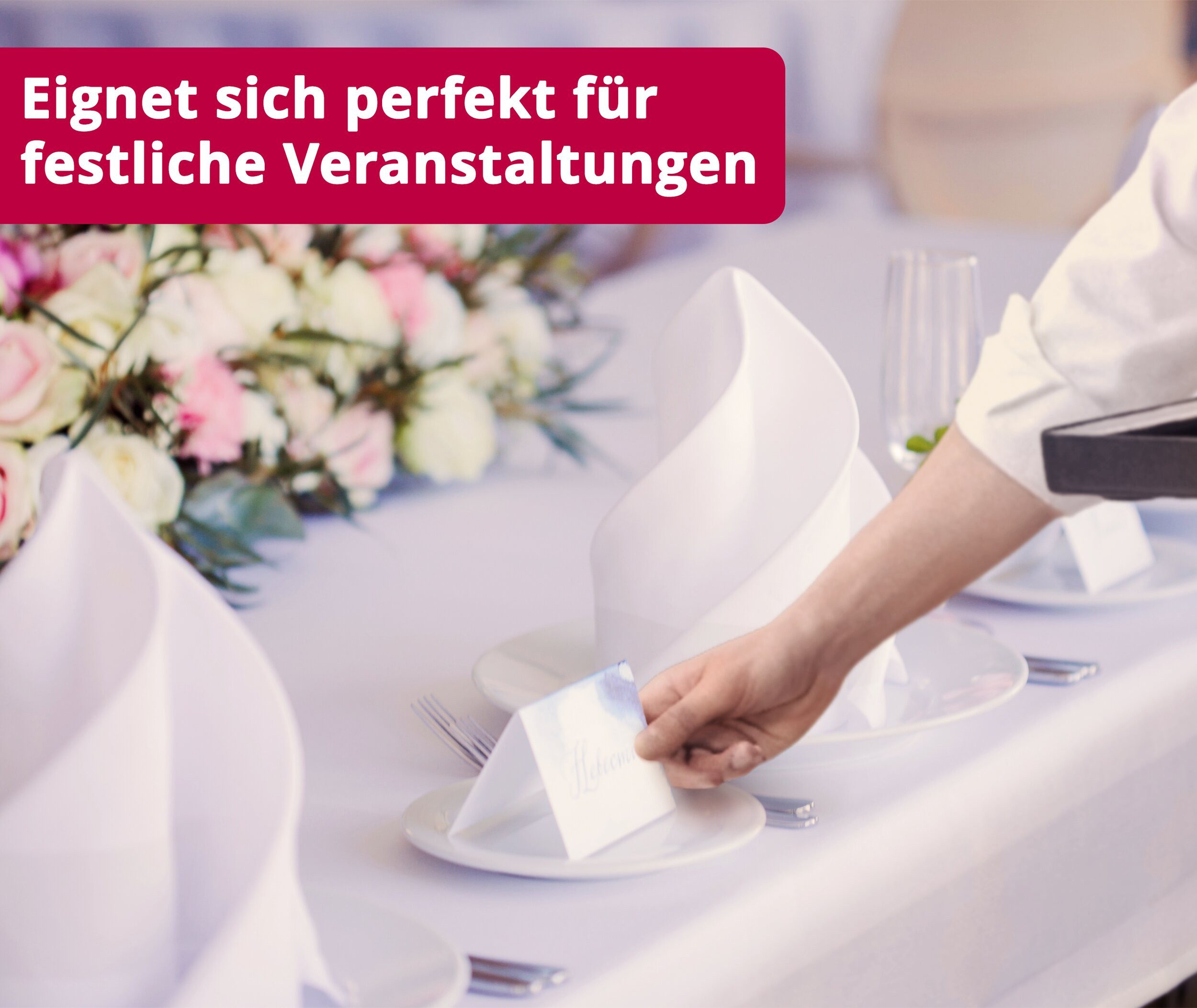DecoHomeTextil Heimtextilmanufaktur Tischdecke 100% Baumwolle Damast Gastro Edition Weiß Feinste Vollzwirn Qualität – Bild 4 von 5