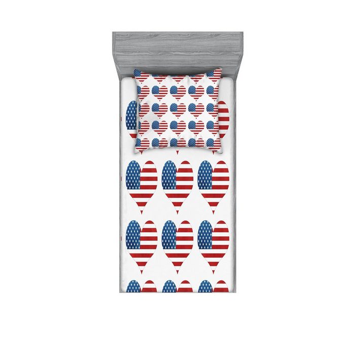 Bettwäsche bedrucktes 2-teiliges Bettwäscheset Abakuhaus Microfaser Amerikanische Flagge Flag Patriot