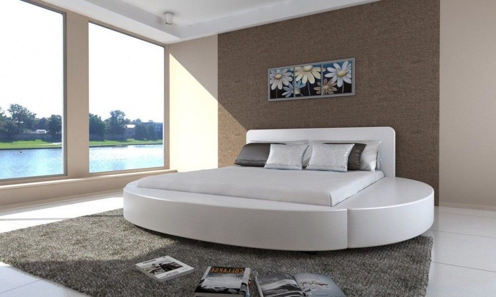 Xlmoebel Rundbett Rundes Luxus Bett aus Leder für Hotel und Schlafzimmer (Rundbett, 1-tlg., Rundes Luxus Bett aus Leder), Made in Europa