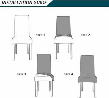 Stuhlhusse Stretch Stuhlbezug 10er Set Stuhlhussen Waschbar elastische, MOOHO