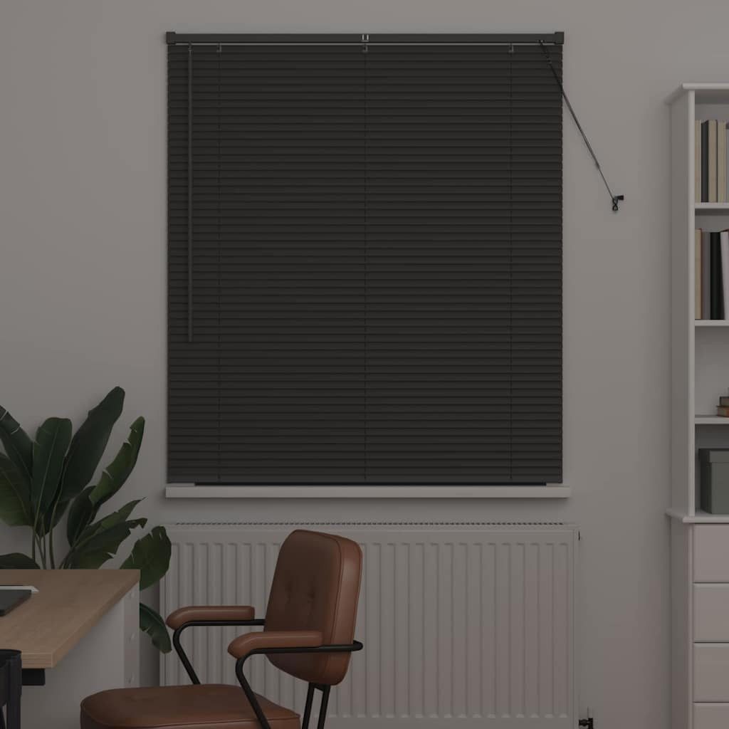 Rollo Fensterjalousie mit Vorhängen Dunkelgrau Aluminium, günstig online kaufen