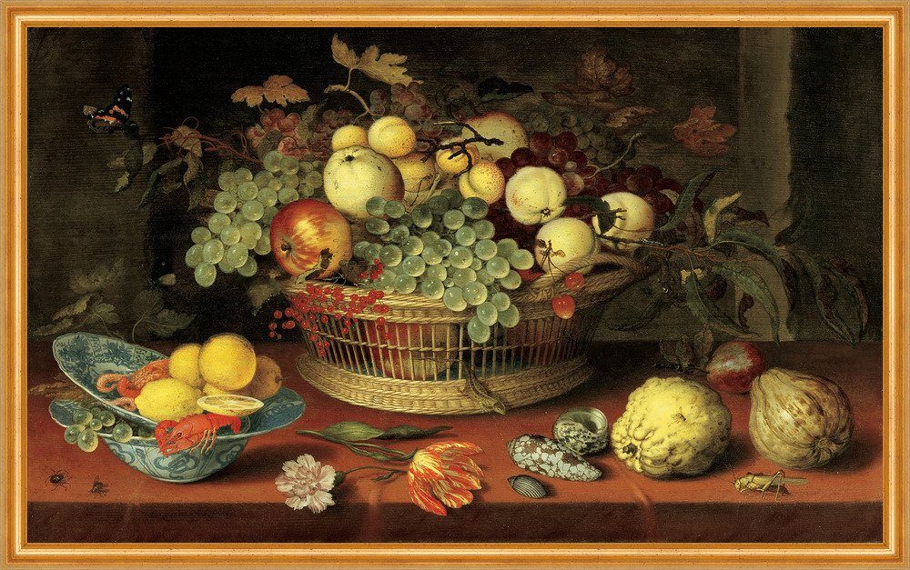 BillerAntik Kunstdruck Still Life with Basket of Fruit Balthasar van der Ast Stillleben Korb, (1 St)