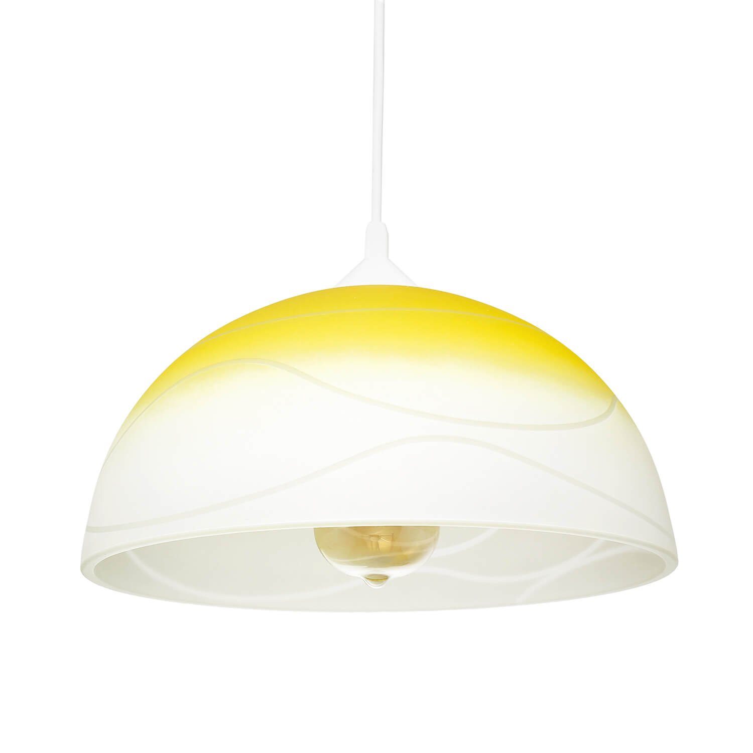 Licht-Erlebnisse Pendelleuchte ADANIA, ohne Leuchtmittel, Hängeleuchte Esstisch Küche Gelb Glas rund Retro E27 Hängelampe