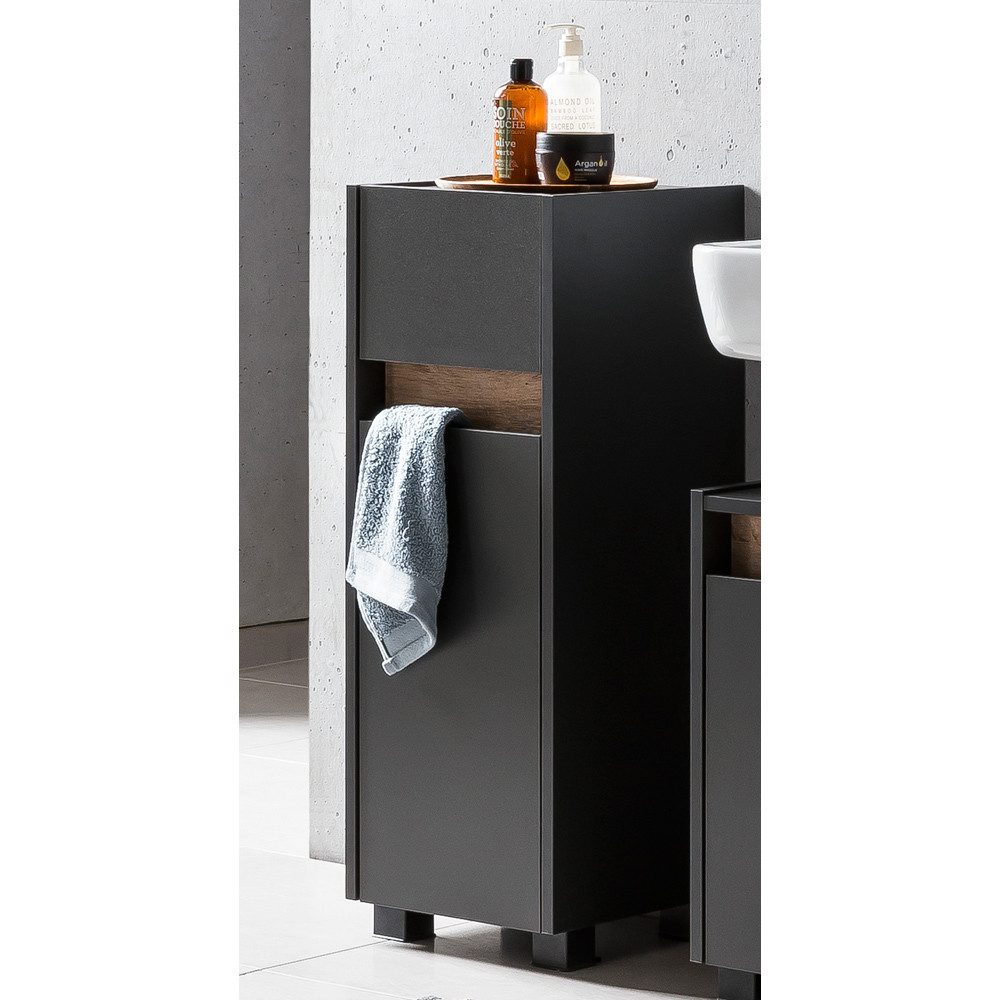 Lomadox Unterschrank Corato Anthrazit mit Absetzung in Wildeiche Nb. 30,2/84,8/33 cm