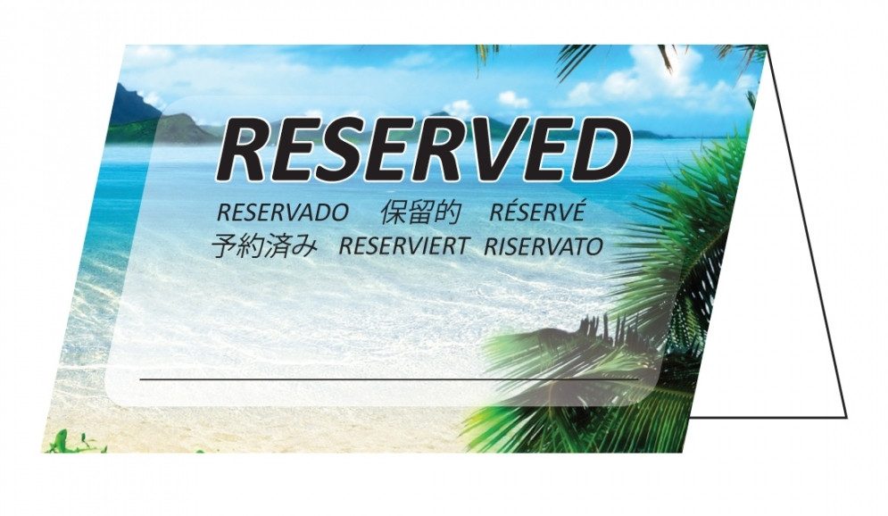 LYSCO Visitenkarten Tischkarten Reservierung Urlaub Erholung, mehrsprachig-faltbar, Tischaufsteller Reserviert Party Tischdekoration Planung Platzkarten