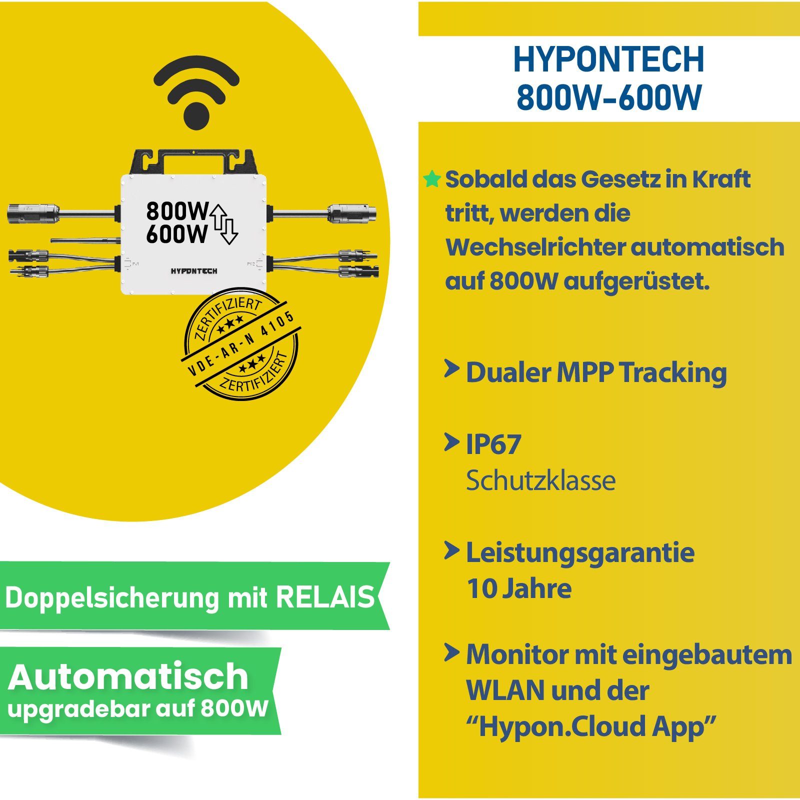 800W WIFI Halterung, Upgradefähiger 800W Mit Aufständerung Wechselrichter Hypontech Stegpearl Süd Solaranlage PV-Montage Basis Balkonkraftwerk