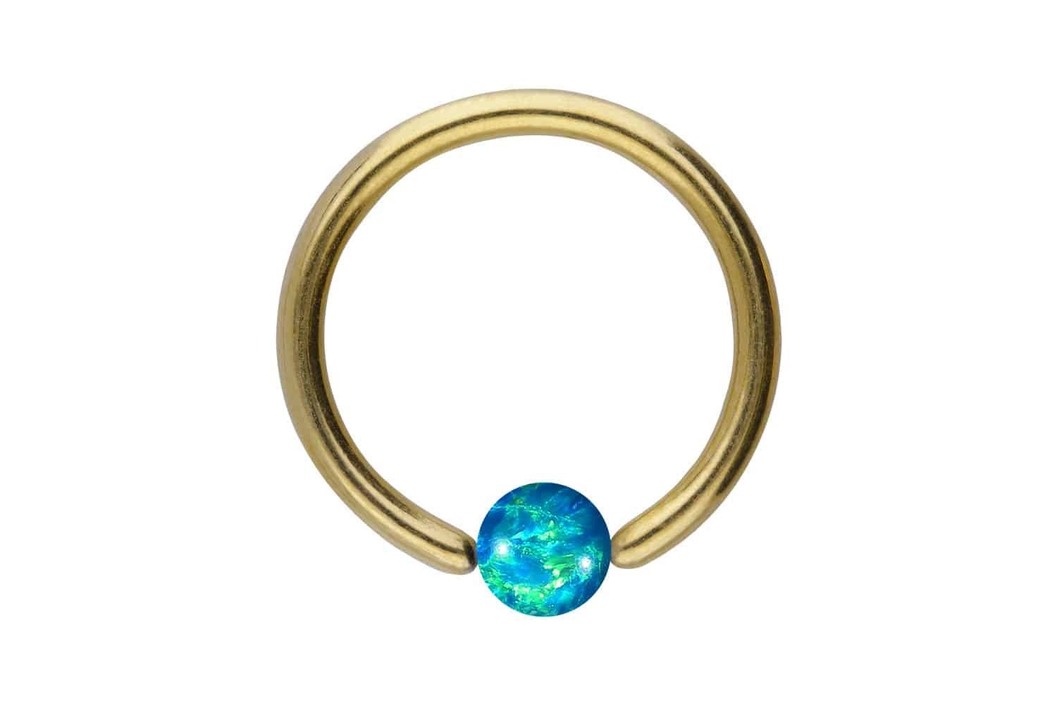 PIERCINGLINE Nasenpiercing Chirurgenstahl Klemmkugelring SYNTHETISCHER OPAL (Klemm-Ringe, 1-tlg)