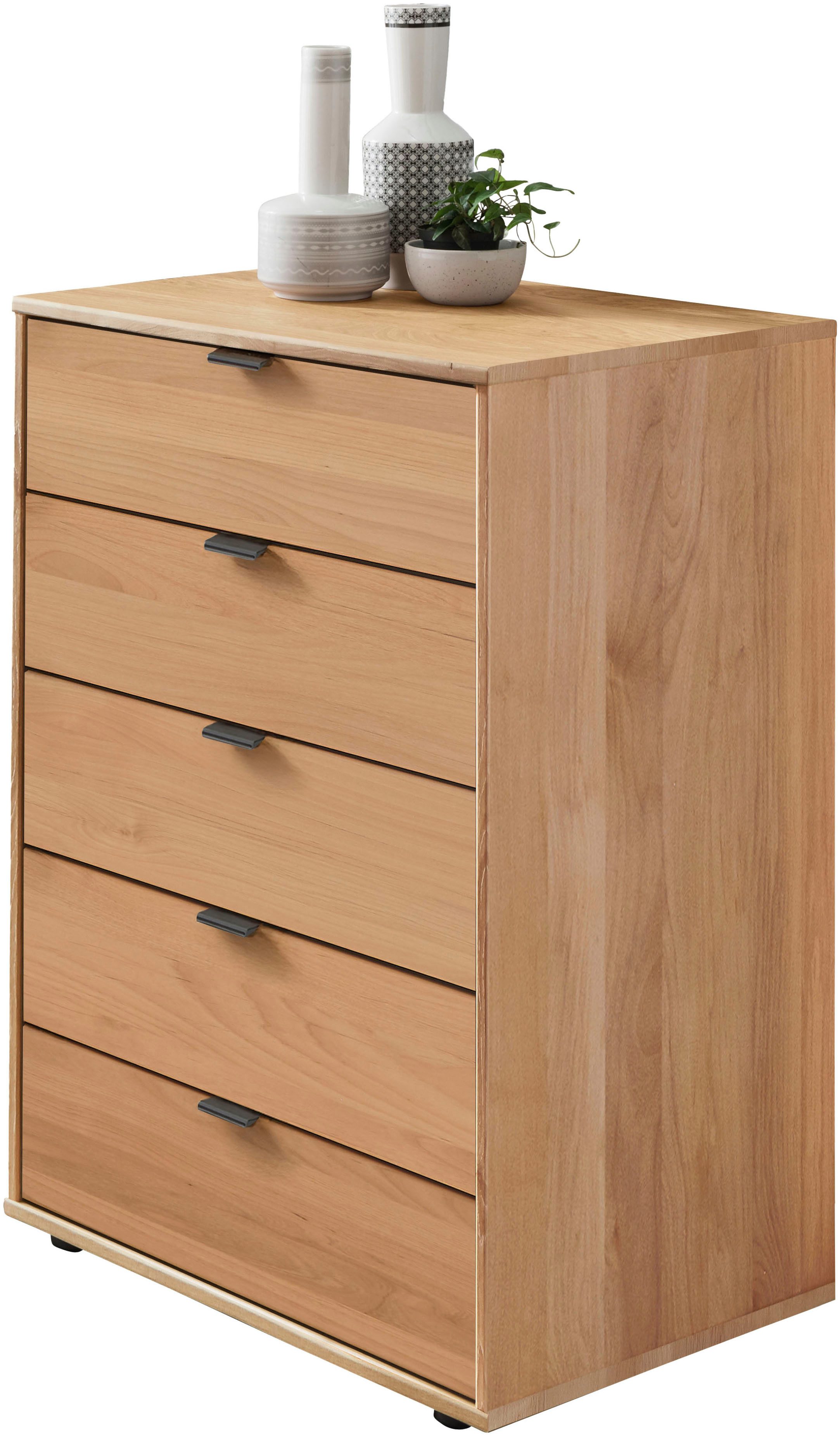 WIEMANN Schubkastenkommode Cardiff Sideboard, Wäscheschrank, teilmassiv Erle, mit Schubladen (Glas- oder Massivholzfront, verschiedene Breiten, MADE IN GERMANY), Schubkästen inklusive Selbsteinzug und Dämpfung